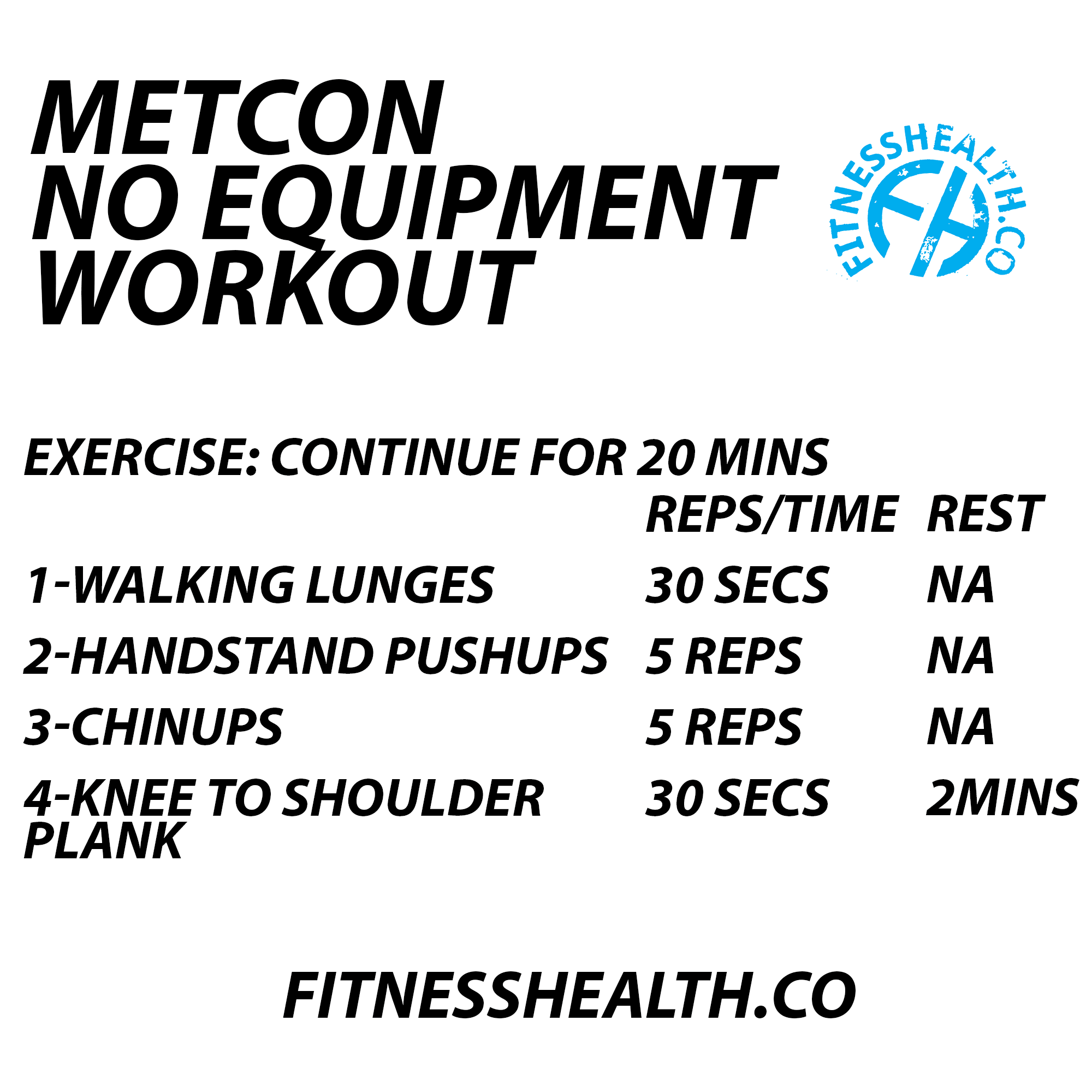 METCON Workout Training Total Body NO Equipment Fitness Health