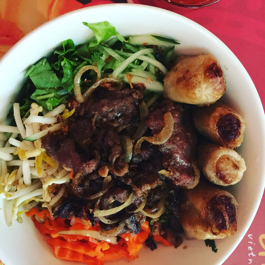 Stir fried Beef with Fresh Vegetables and Spring Rolls - Fitness Health