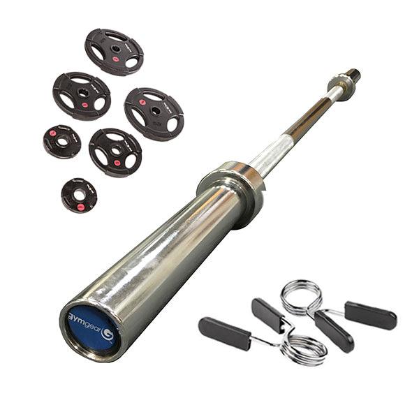 125kg Rubber Olympic Bar & Plate Set - Fitness Health