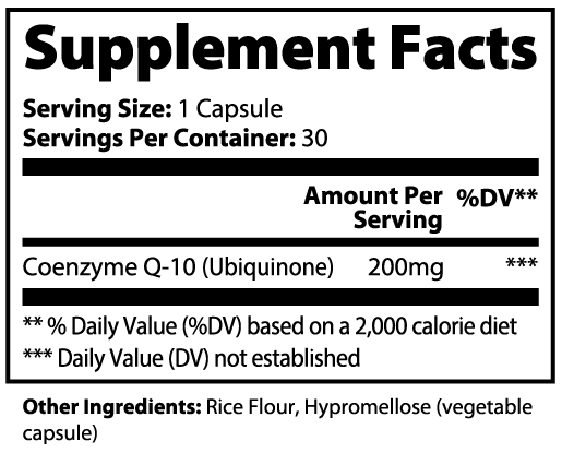 CoQ10 200mg - Ubiquinone Capsules - Energy + Antioxidant Support Formula *