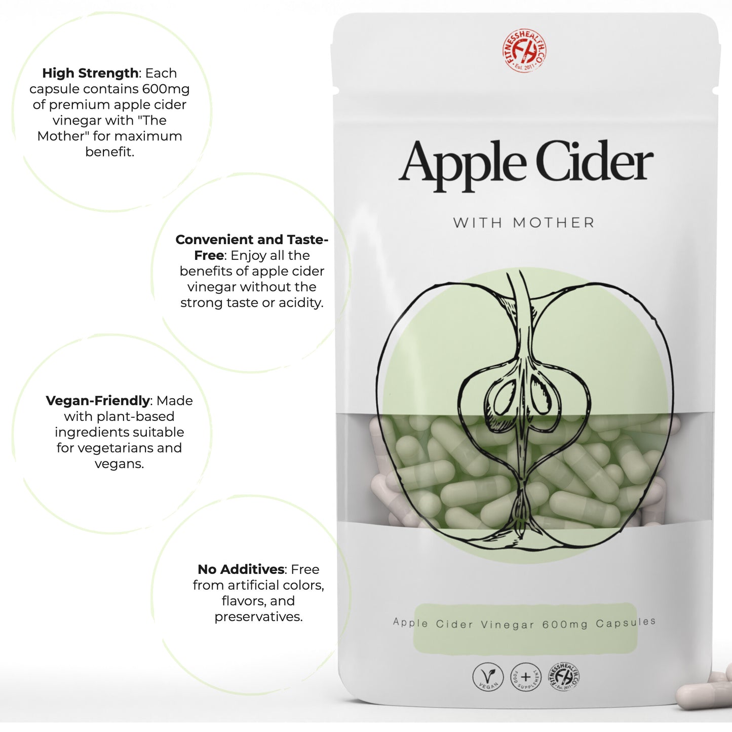 Apple Cider Vinegar 600mg Capsules with The Mother