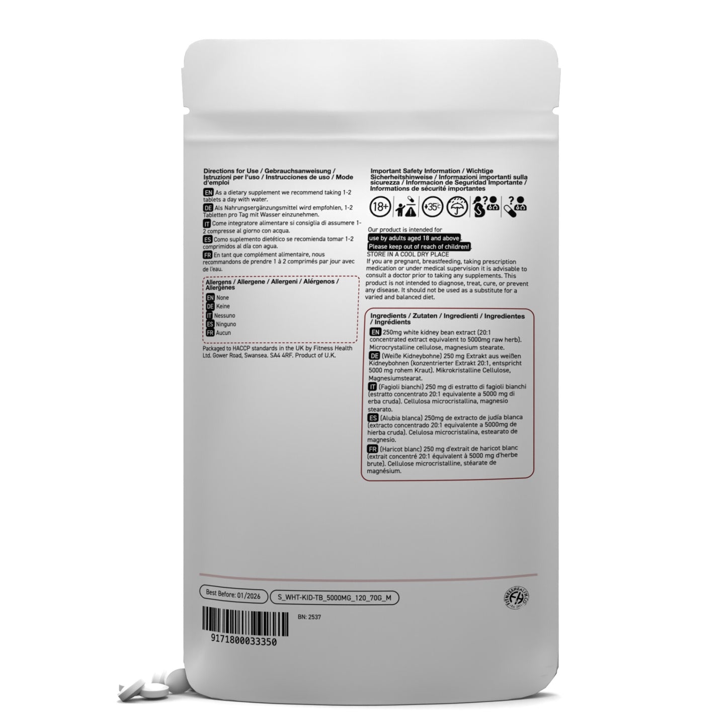 Carb Blocker Tablets - White Kidney Bean Extract