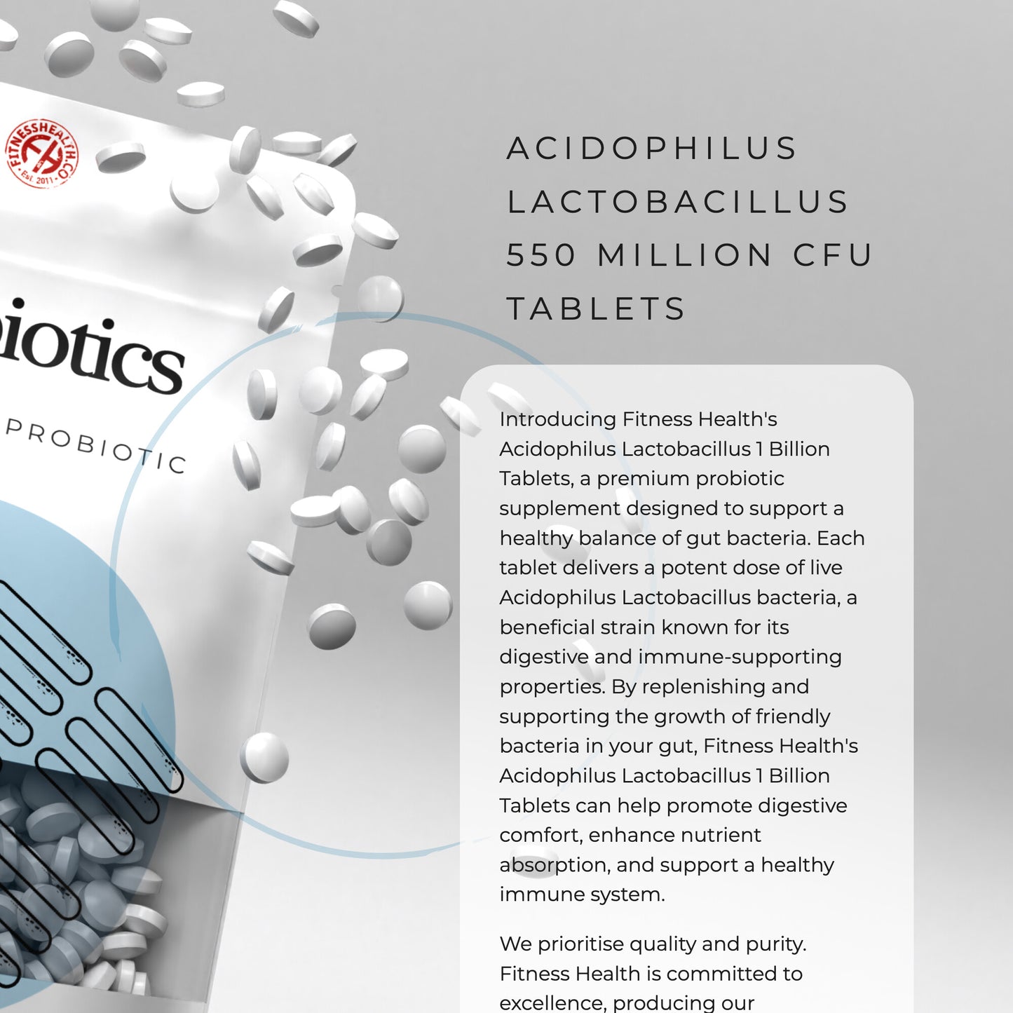 Acidophilus Lactobacillus 550 Million Probiotic Tablets