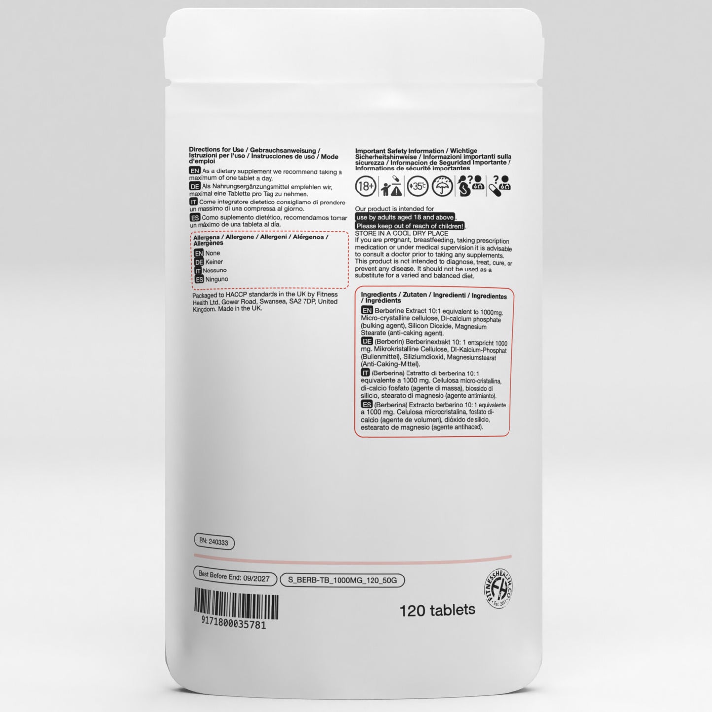 Berberine Supplement Tablets