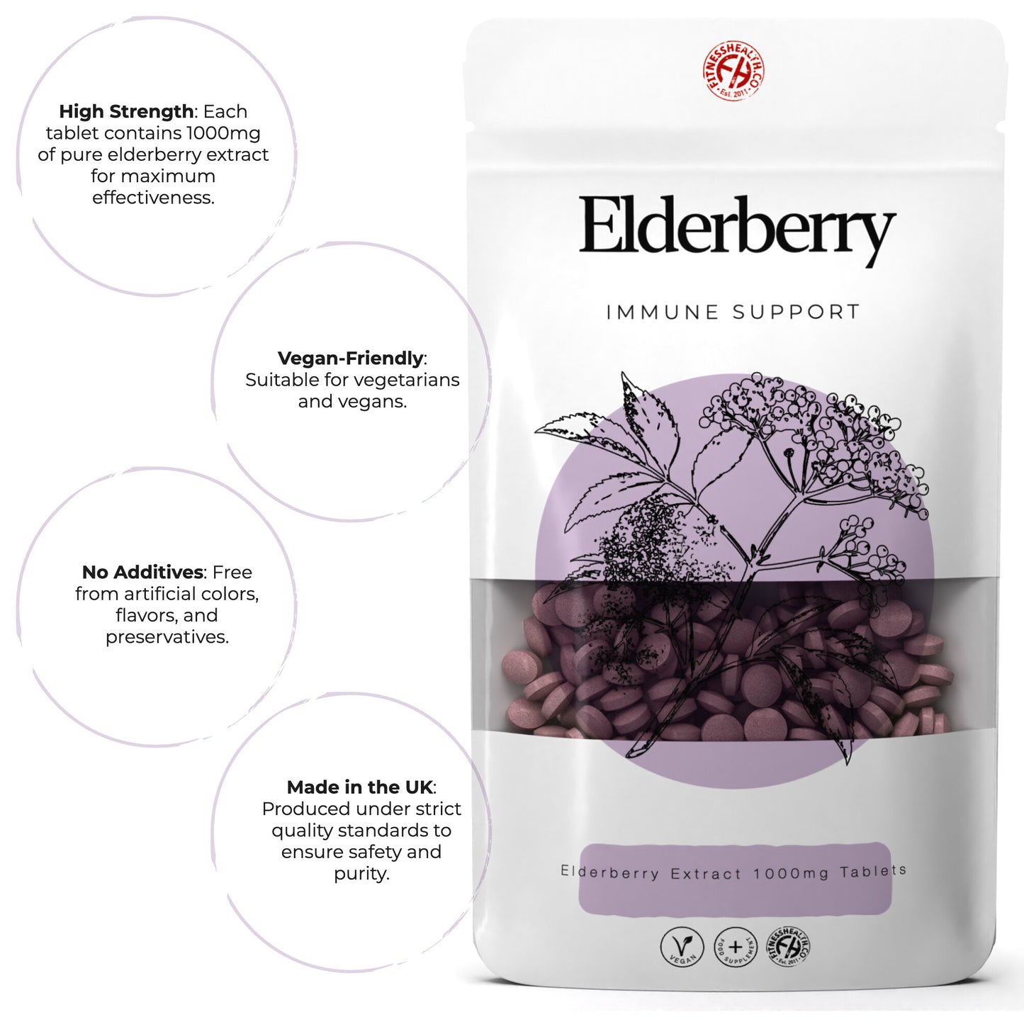 Elderberry Extract Tablets 1000mg High Strength