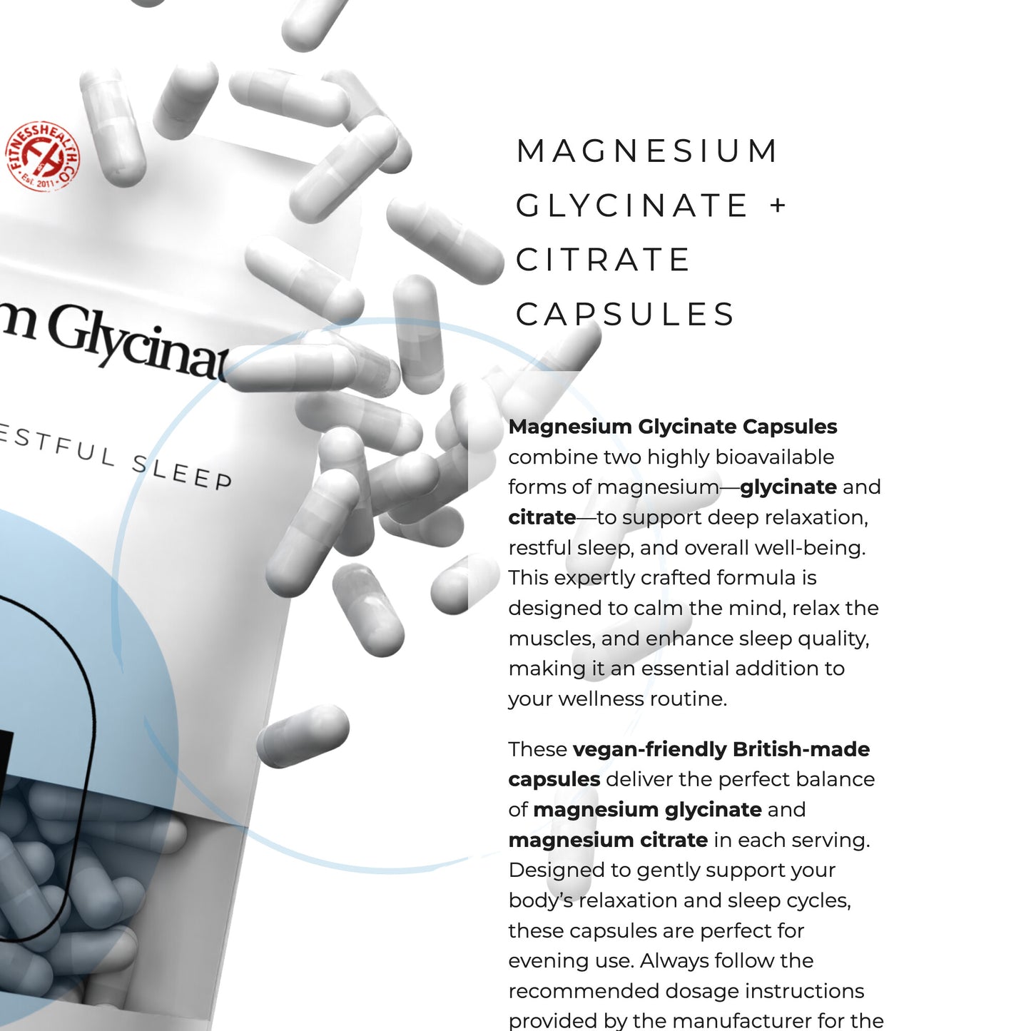 Magnesium Complex - Glycinate & Citrate - High Absorption Capsules for Sleep & Muscle Support