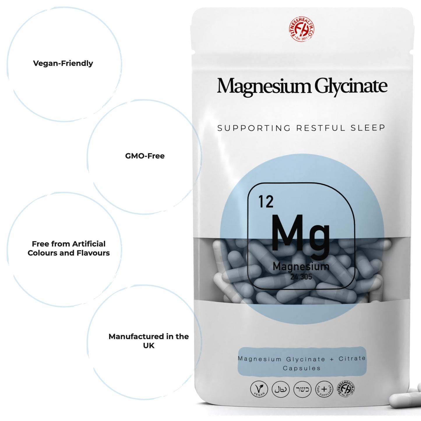 Magnesium Complex - Glycinate & Citrate - High Absorption Capsules for Sleep & Muscle Support