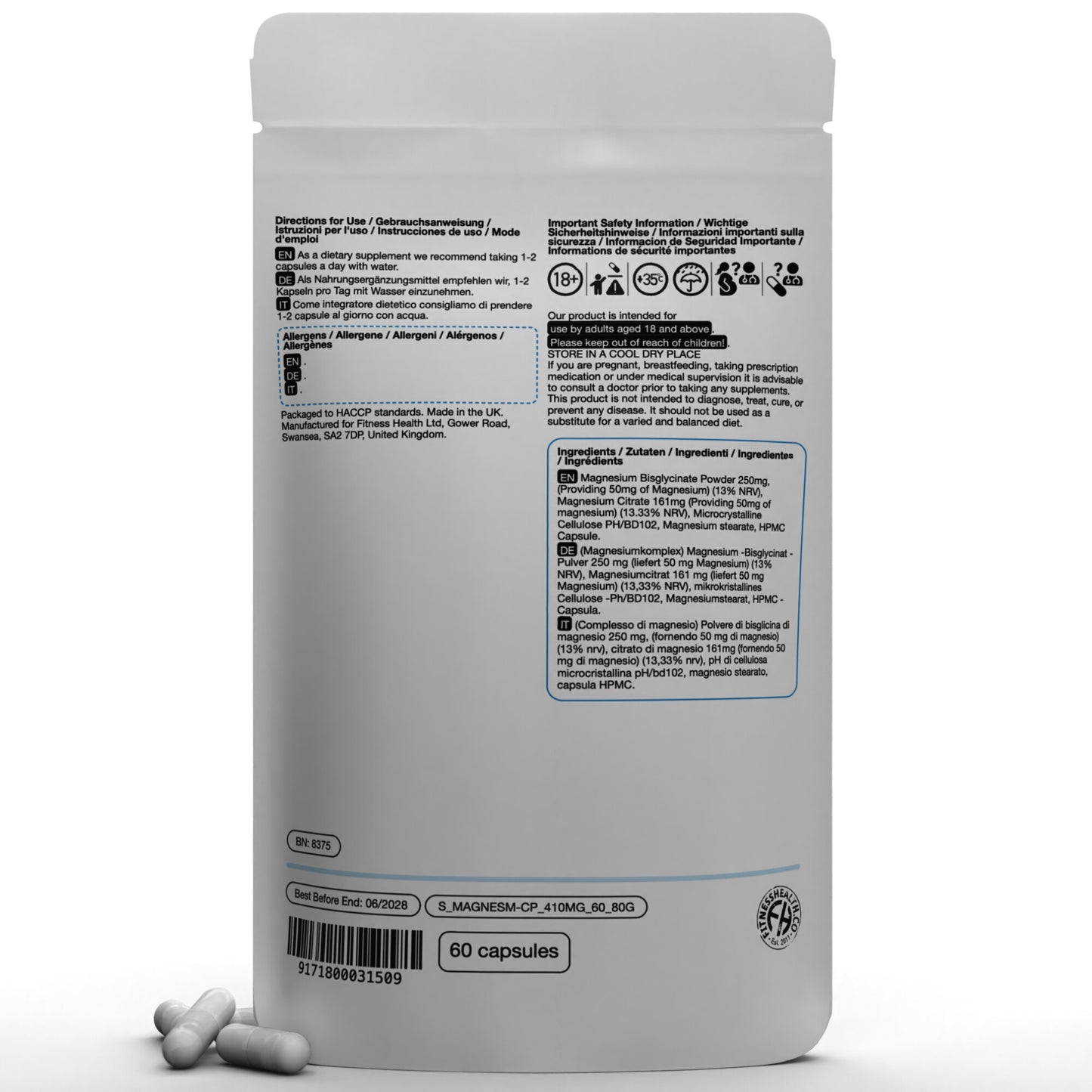 Magnesium Complex - Glycinate & Citrate - High Absorption Capsules for Sleep & Muscle Support