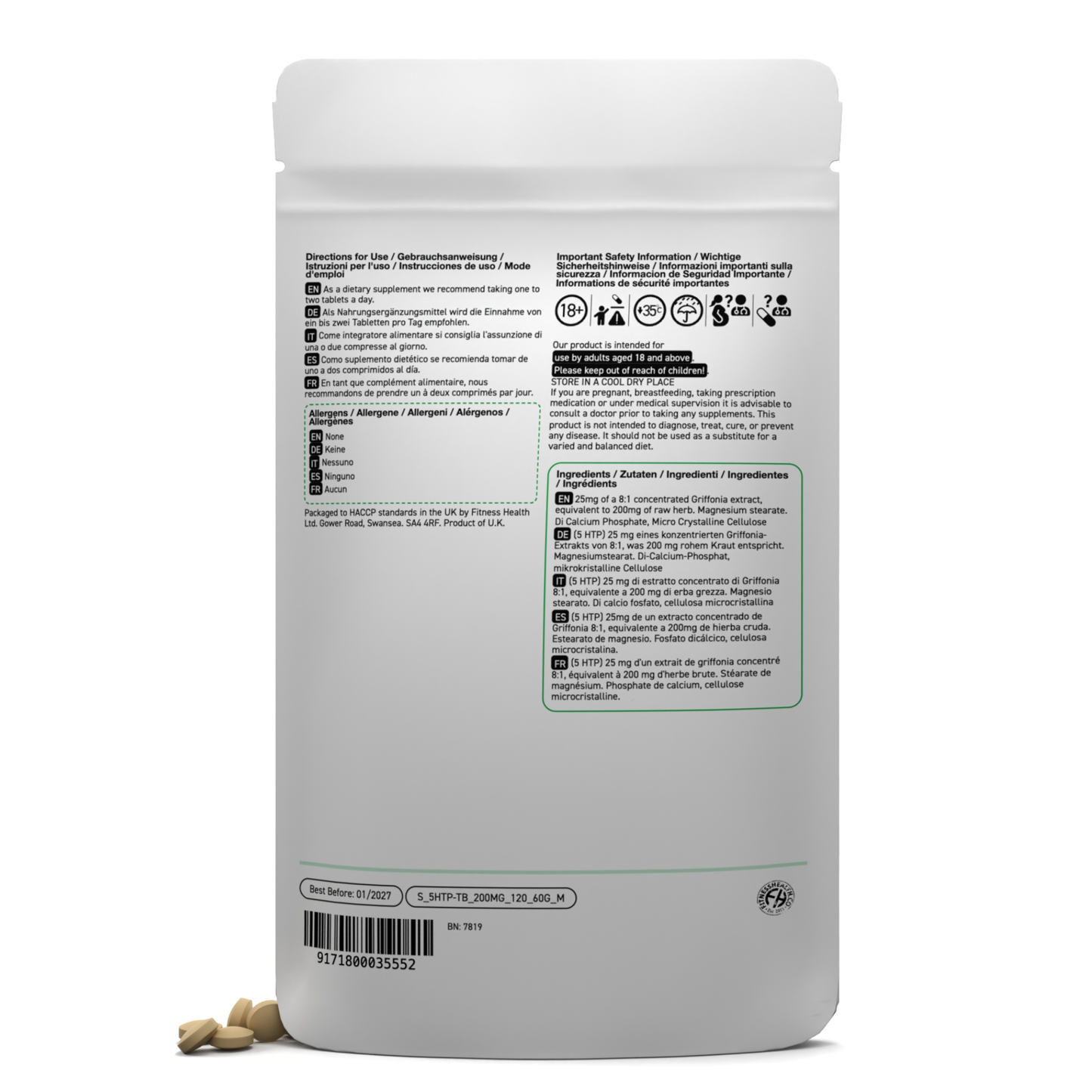 5 HTP Griffonia Seed Extract 200mg Tablets
