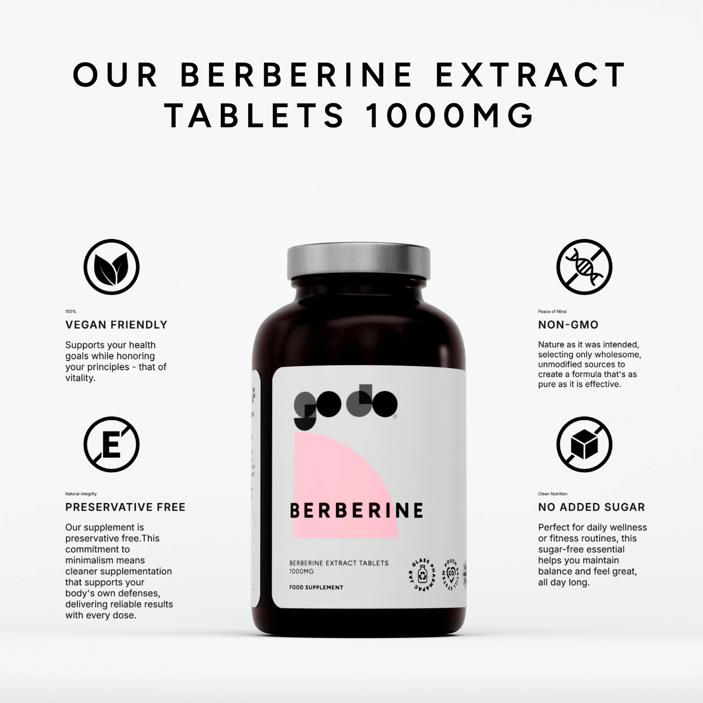 Metabolic Health & Glucose Support - Berberine Extract 1000mg Tablets