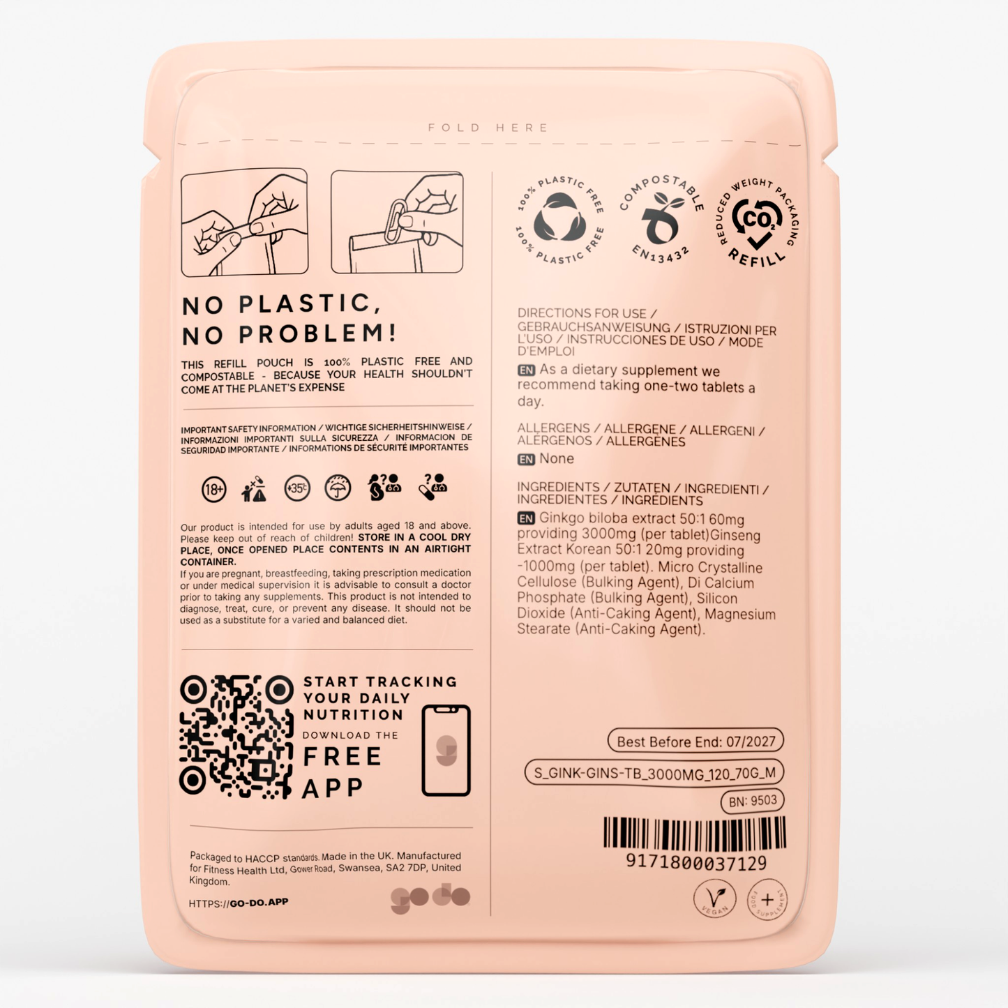 Ginkgo Biloba 3000mg with Ginseng 1000mg - Cognitive & Energy Support Tablets