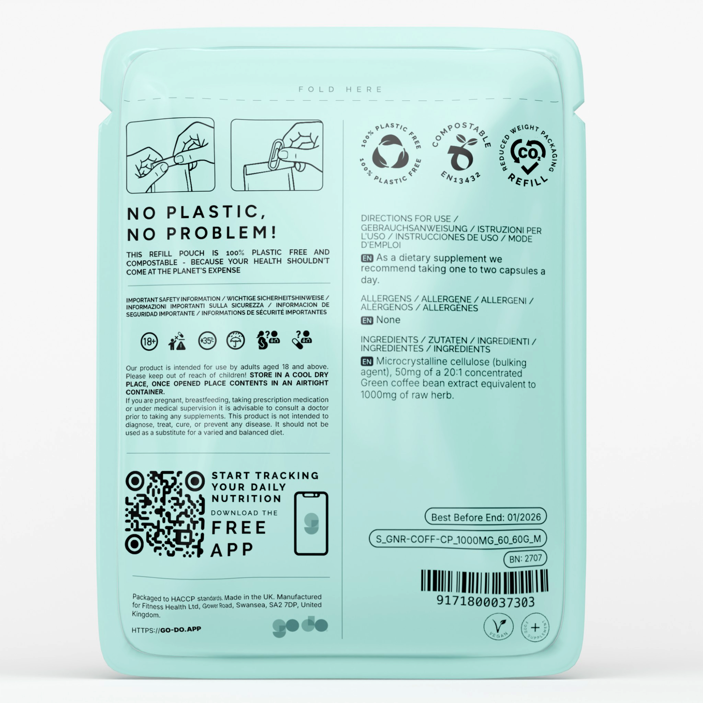 Green Coffee Bean Extract 1000mg Capsules - Metabolism & Weight Management Support