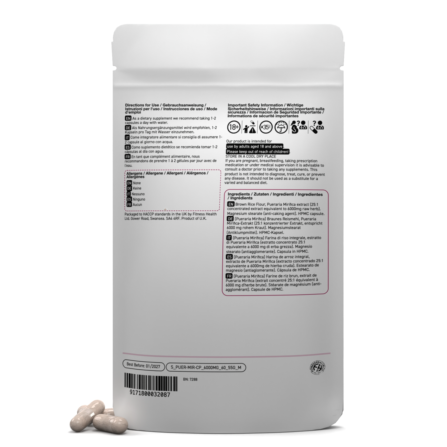 Women's Wellness Support - Pueraria Mirifica Extract 6000mg Capsules - UK Made Vegan