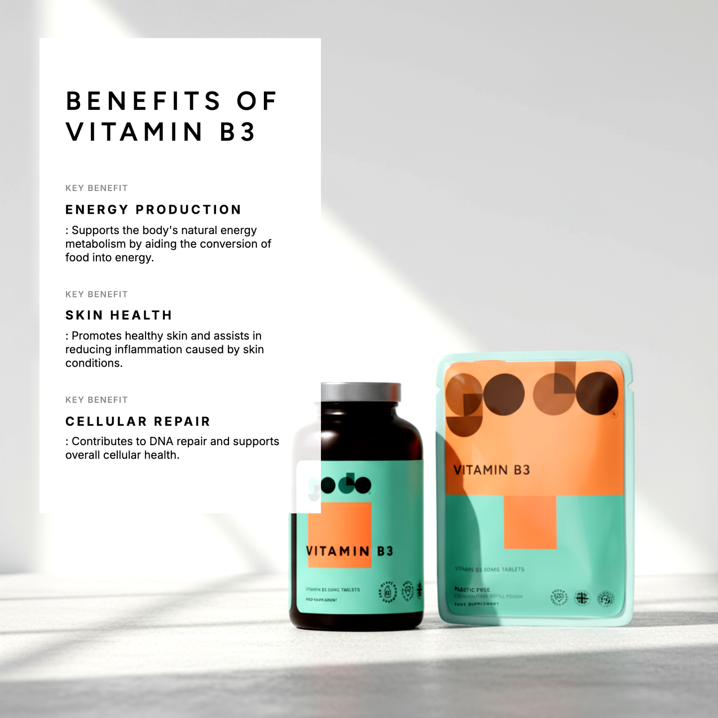 Vitamin B3 Nicotinamide 50mg Tablets - UK Made Vegan Supplement - Essential B Vitamin Formula