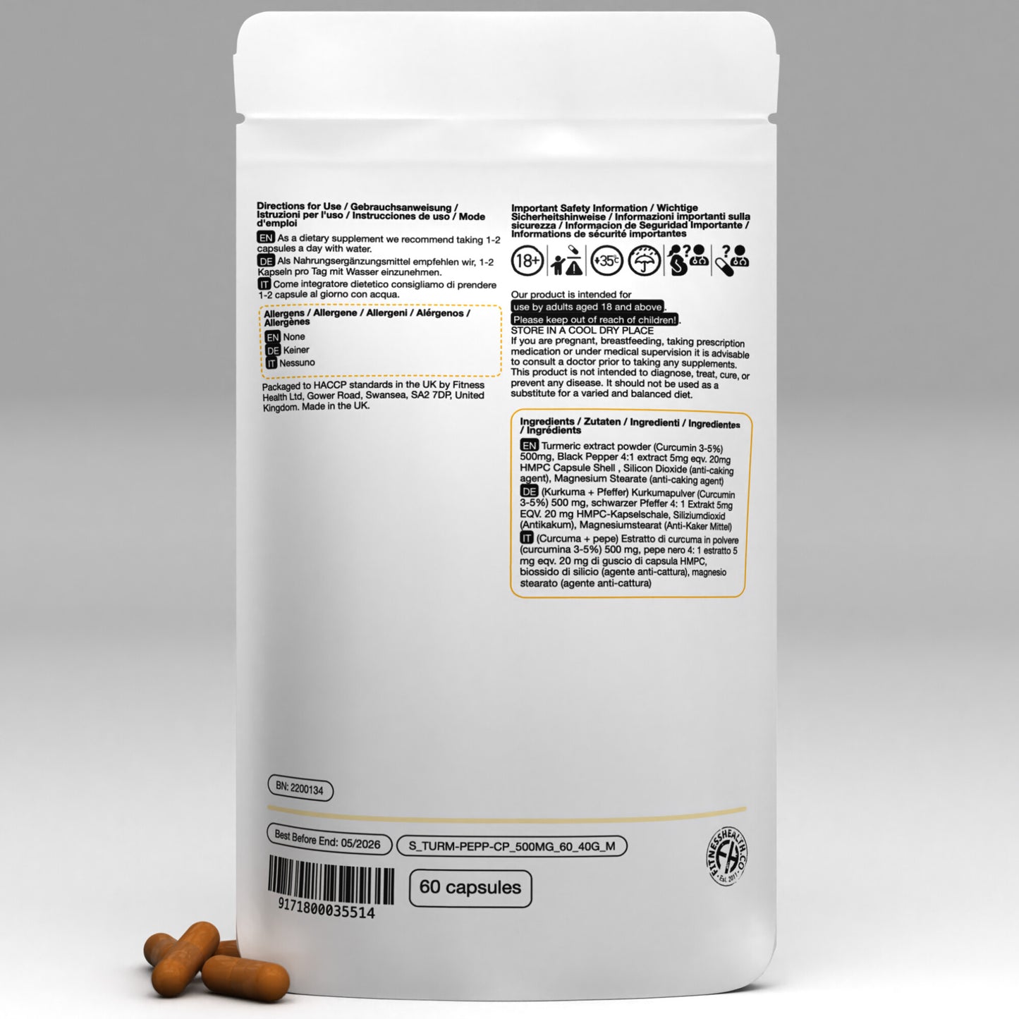 Turmeric Extract + Black Pepper Capsules