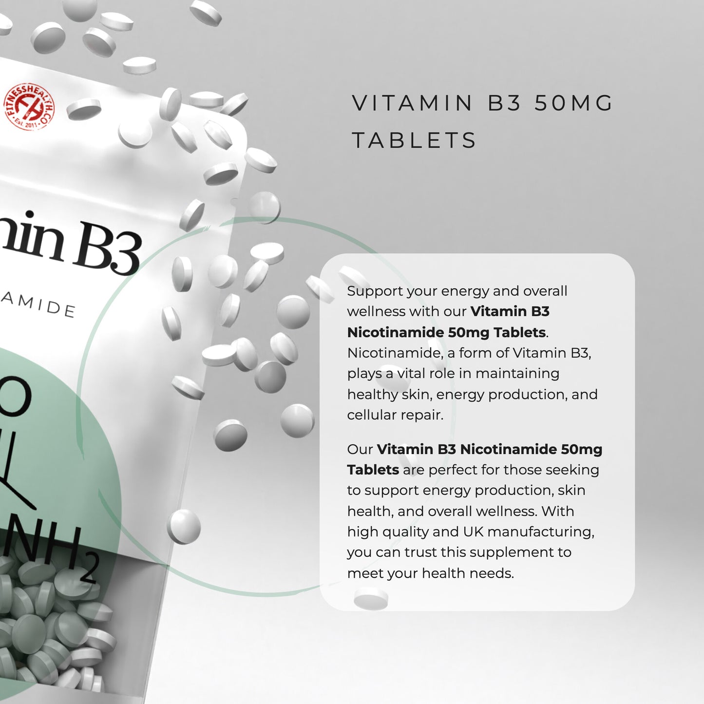 Vitamin B3 Nicotinamide Tablets - Niacin Non Flush