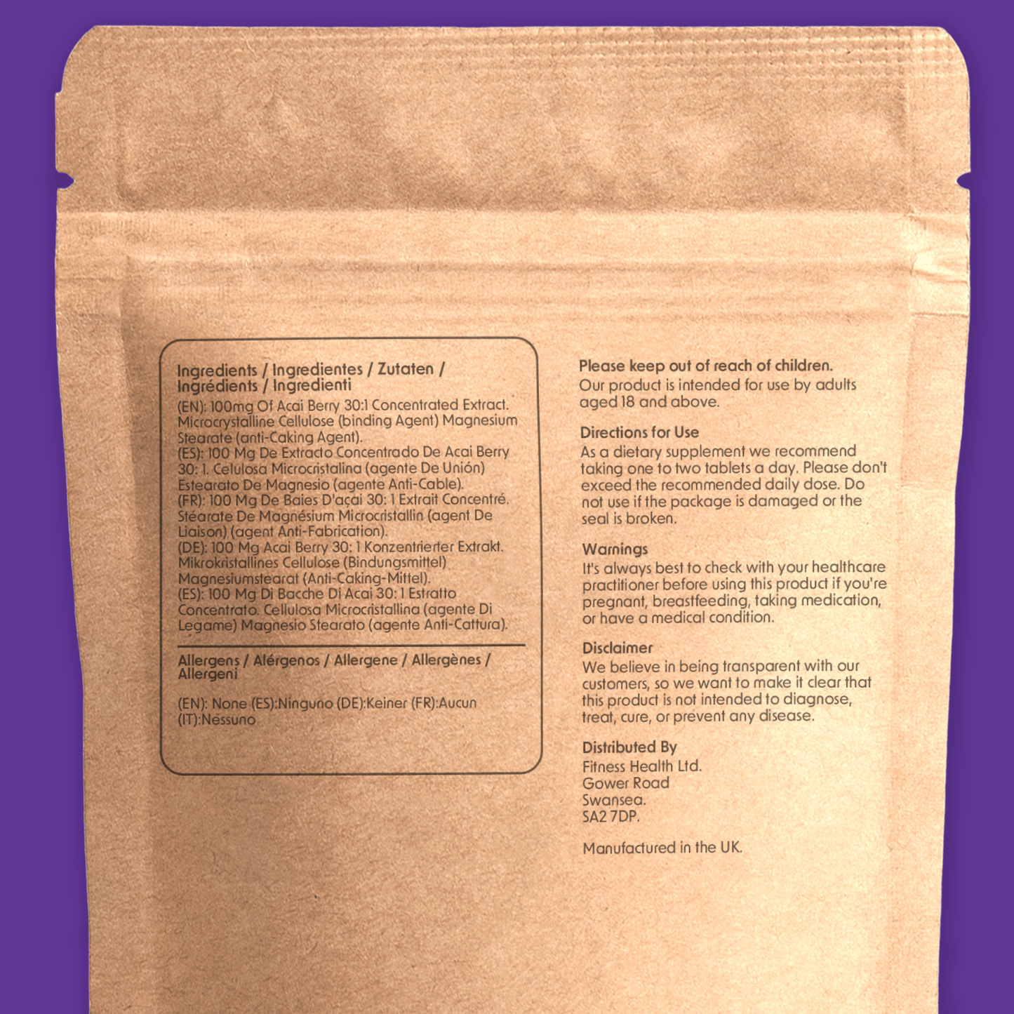 Acai Berry 3000MG High Strength Tablets - Fitness Health