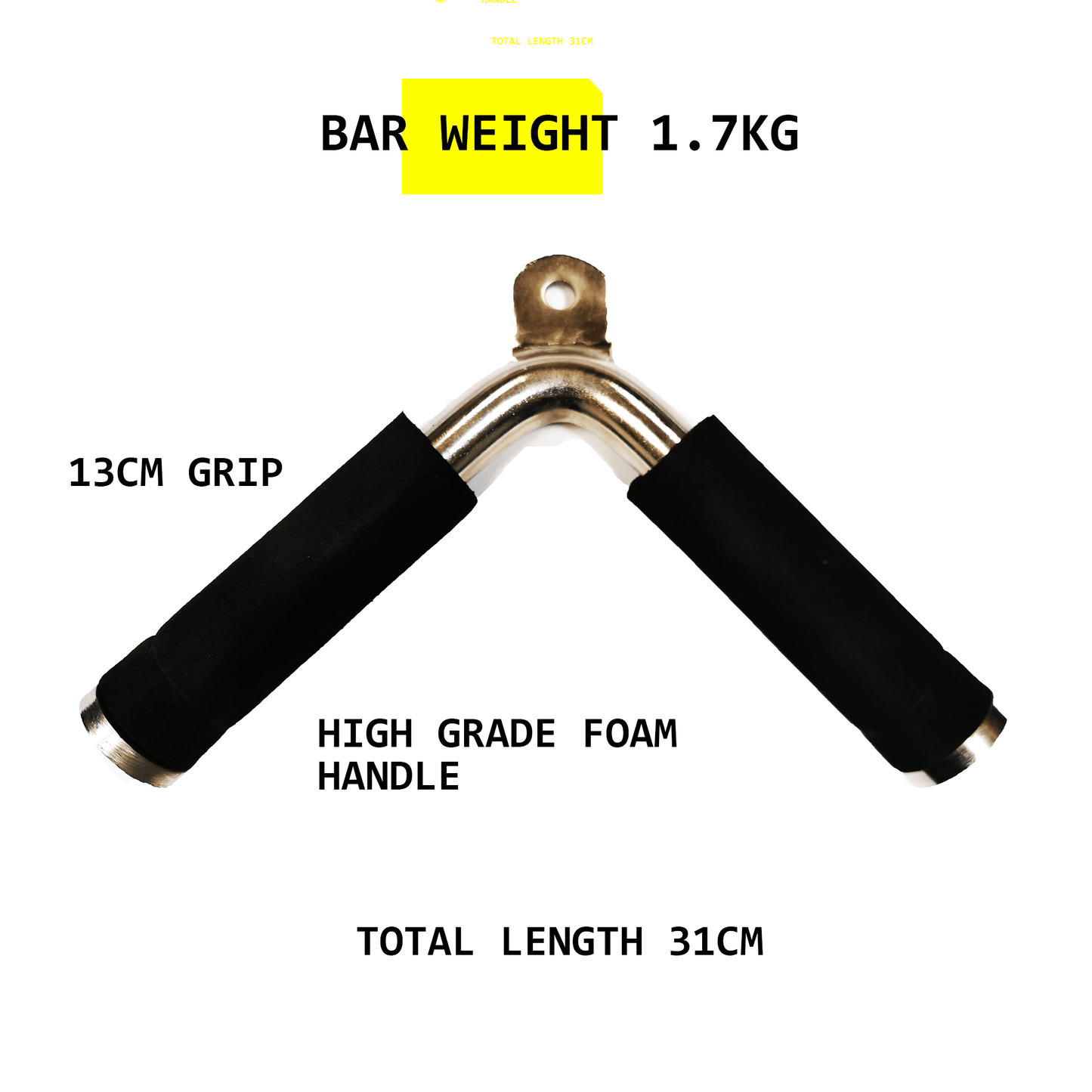 Angled Tricep Bar Multi Gym Cable with Neoprene Grip - Fitness Health