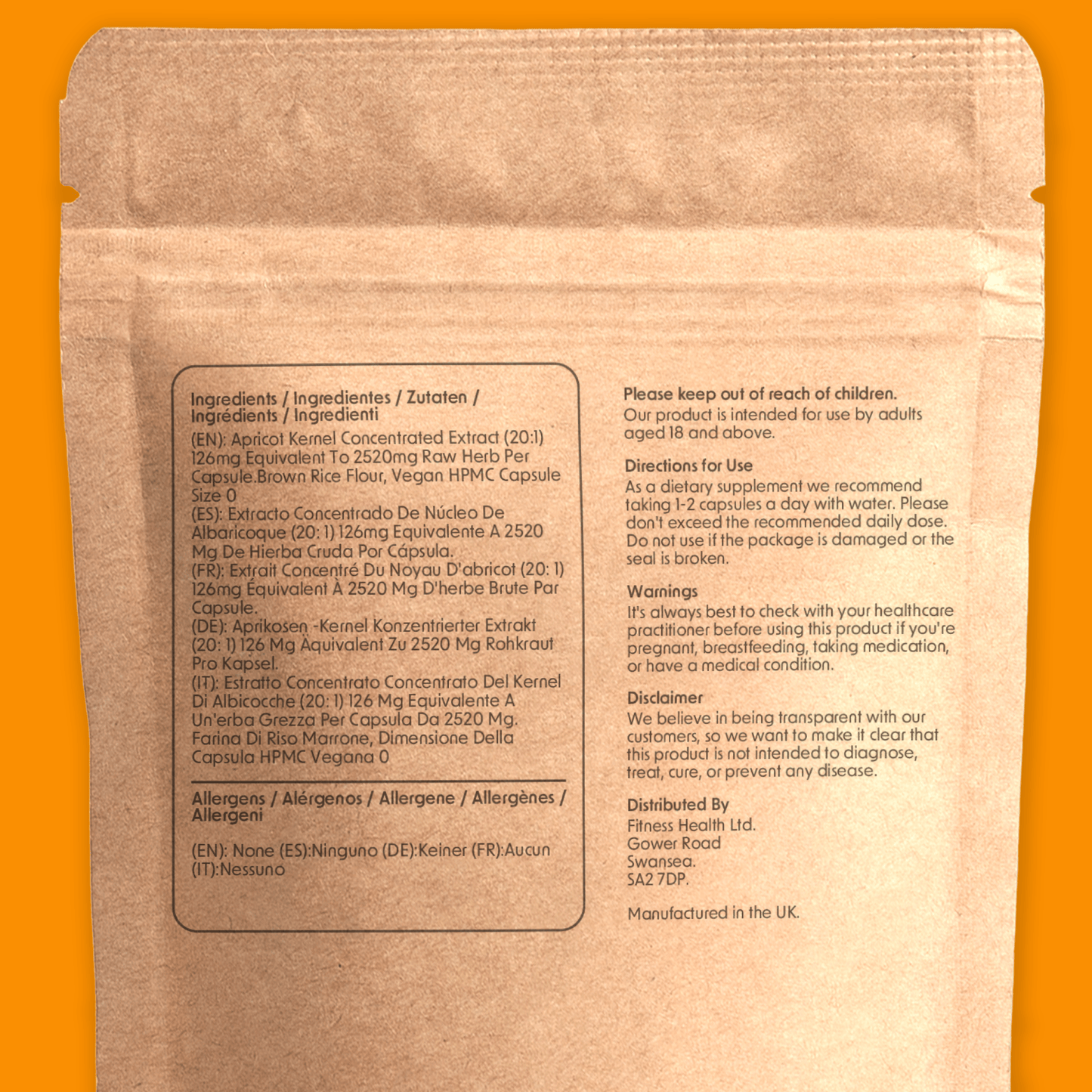 Apricot Kernel 2500mg Capsules - Vitamin B - Amygdalin - Fitness Health