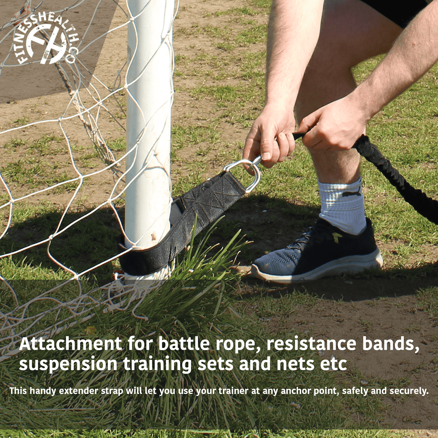 Battle Rope Anchor with Carabiner Chain Gym Strap - Fitness Health