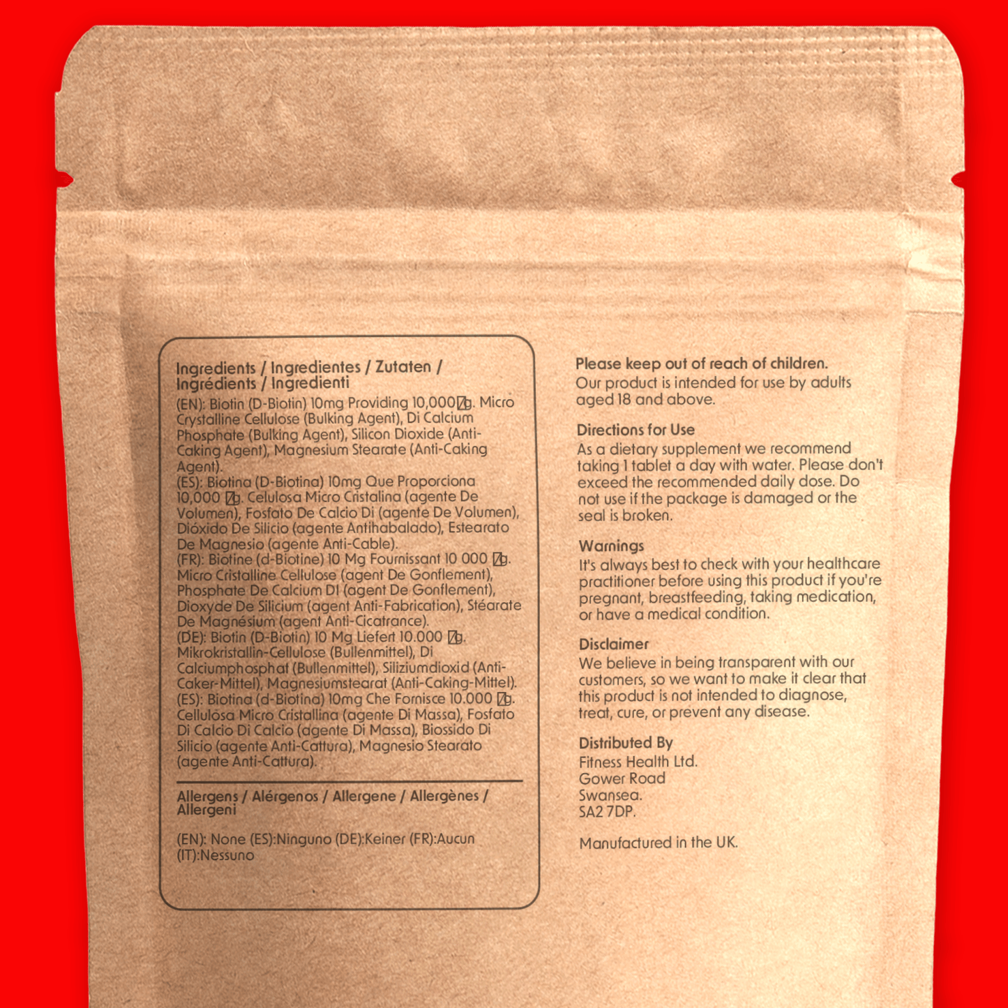 Biotin 10000mcg Tablets - Fitness Health