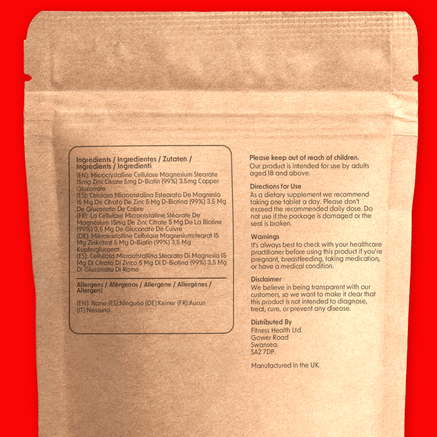 Biotin, Copper & Zinc Tablets - Fitness Health