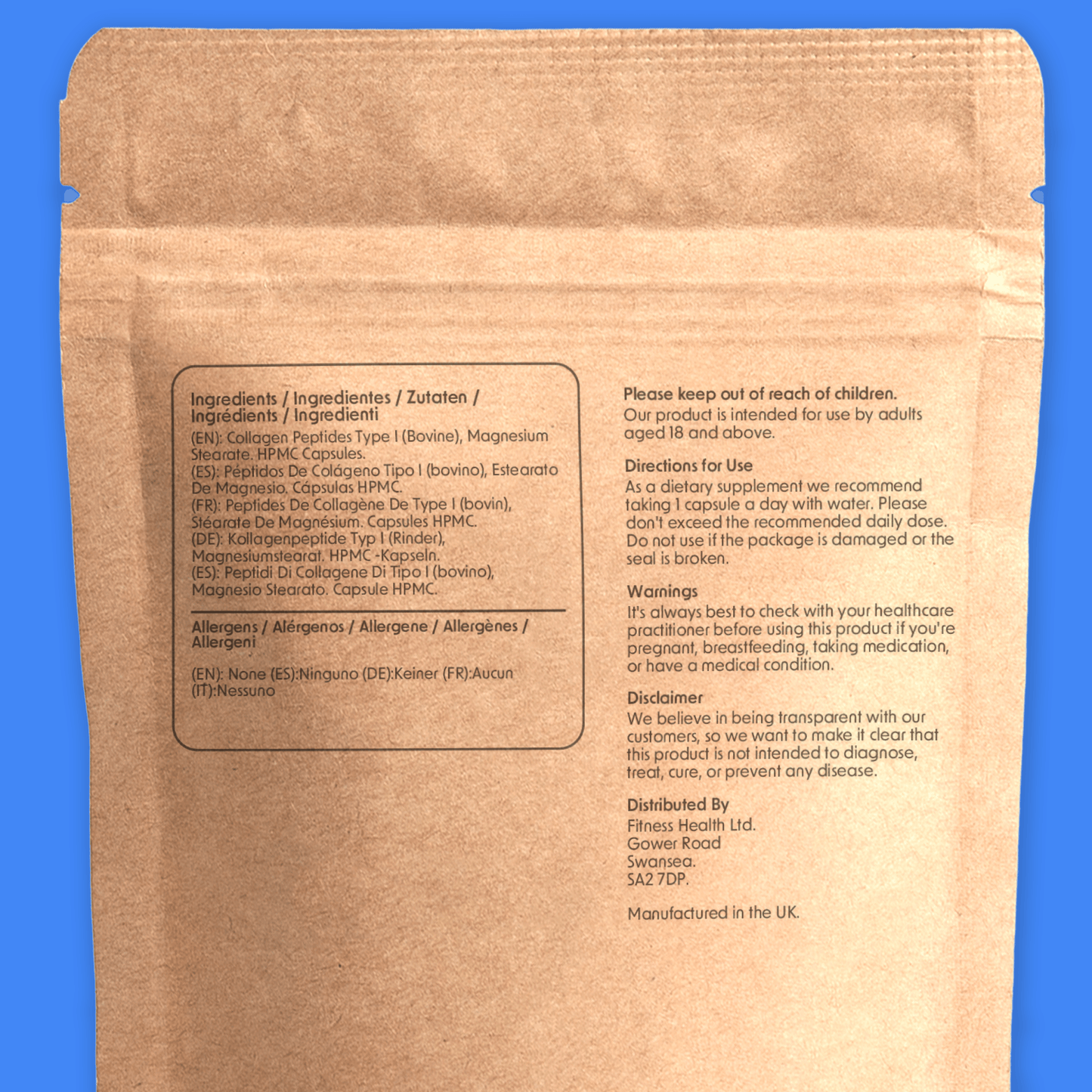 Bovine Collagen 400mg Capsules - Fitness Health