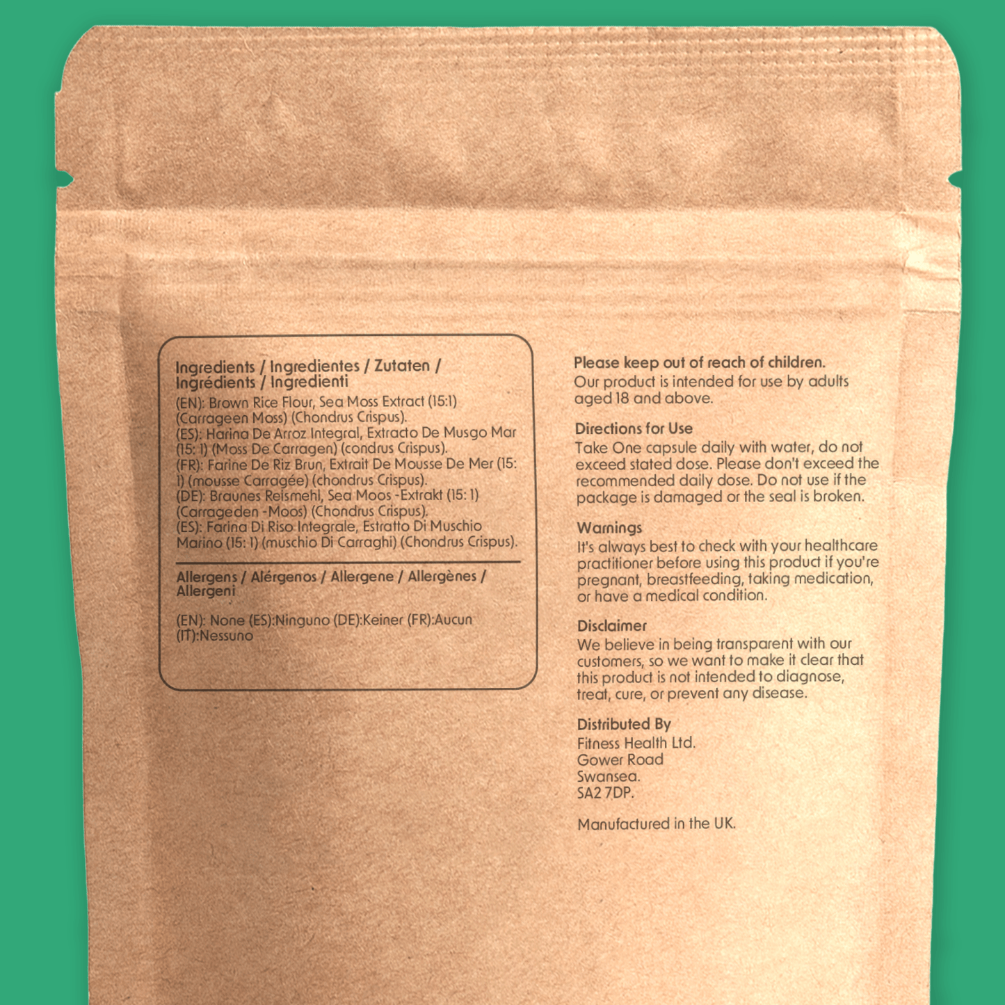 Carrageen Sea Moss Capsules 2000mg - Fitness Health