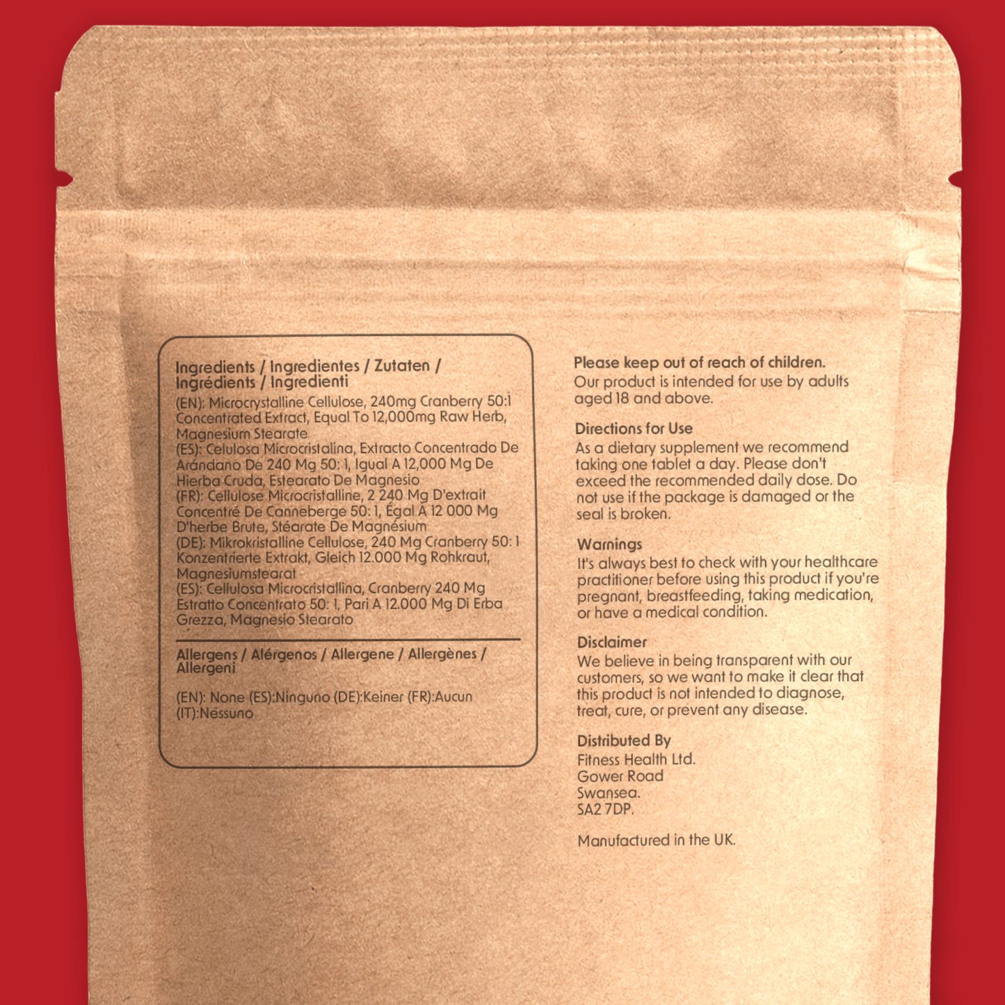 Cranberry Tablets 12000mg High Strength - Fitness Health