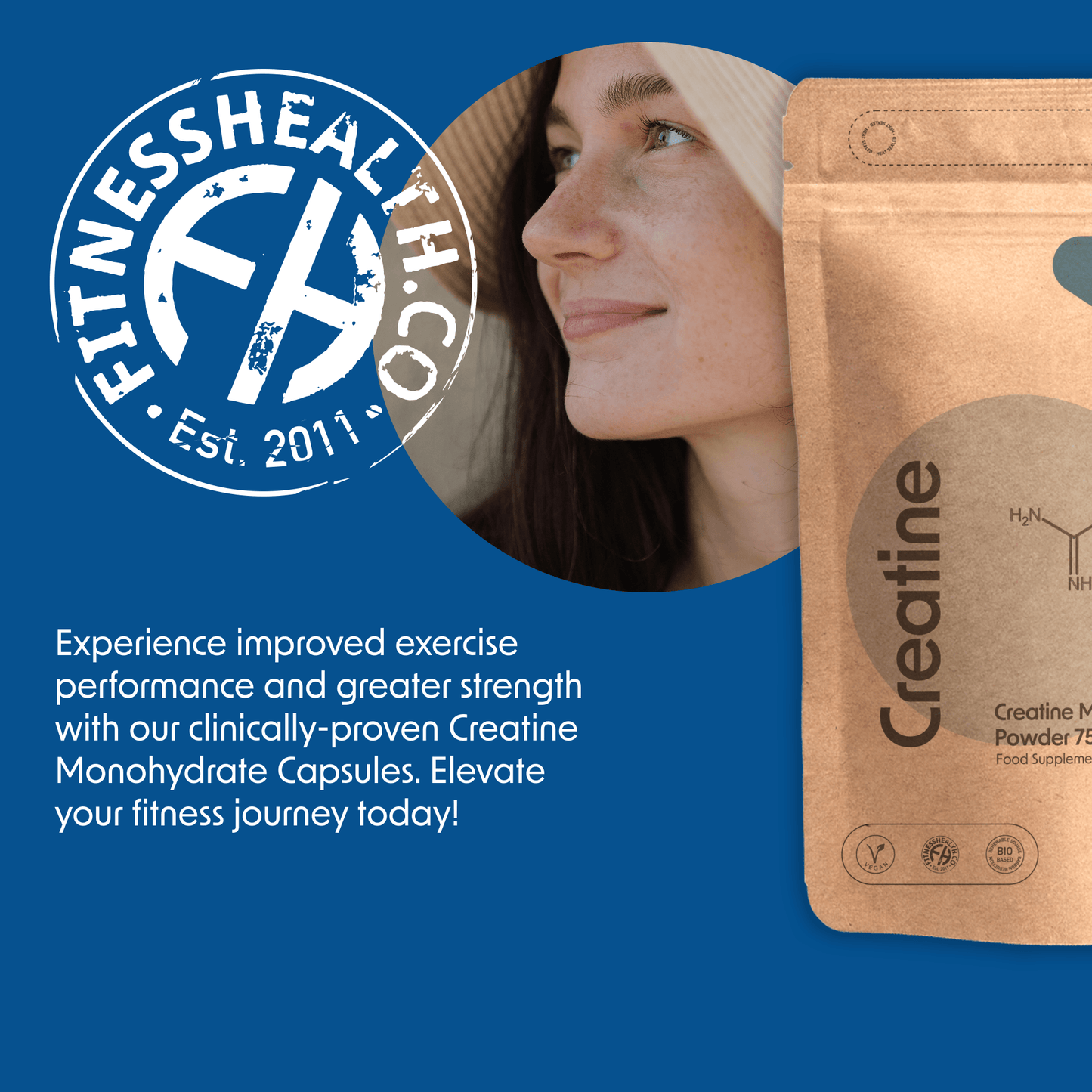 Creatine Monohydrate 750mg Capsules Vegan - Fitness Health