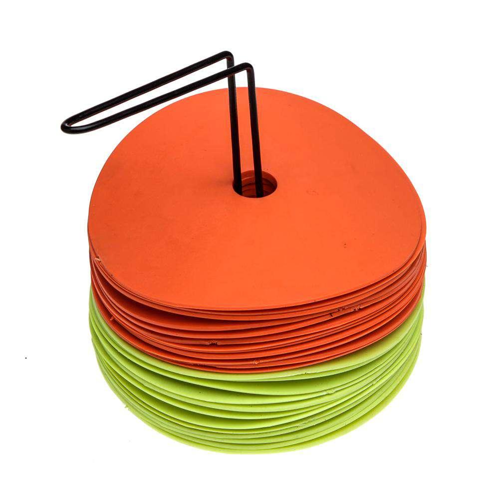 FH Flat Disc Agility Spot Markers Set of 24 (12 Orange 12 Yellow) - Fitness Health