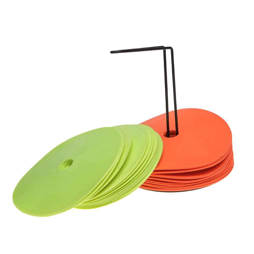 FH Flat Disc Agility Spot Markers Set of 24 (12 Orange 12 Yellow) - Fitness Health
