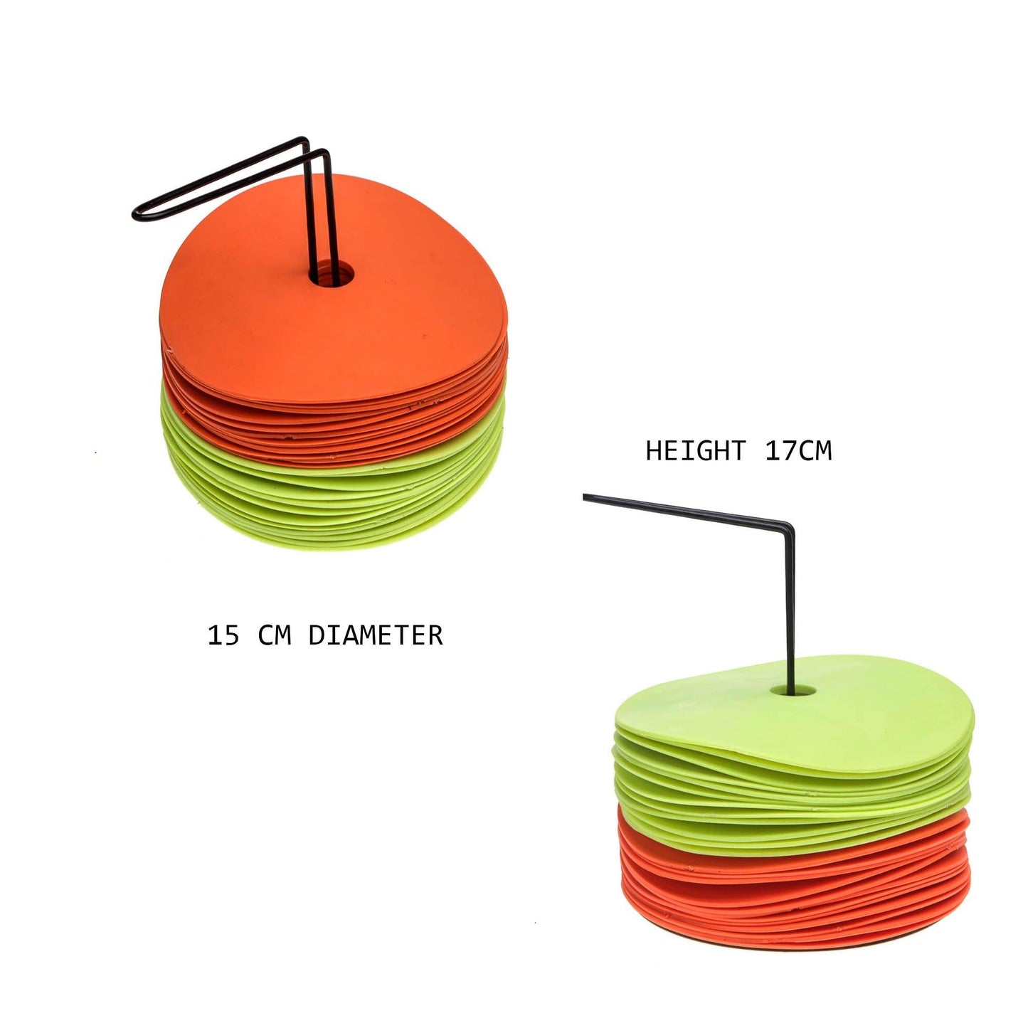 FH Flat Disc Agility Spot Markers Set of 24 (12 Orange 12 Yellow) - Fitness Health