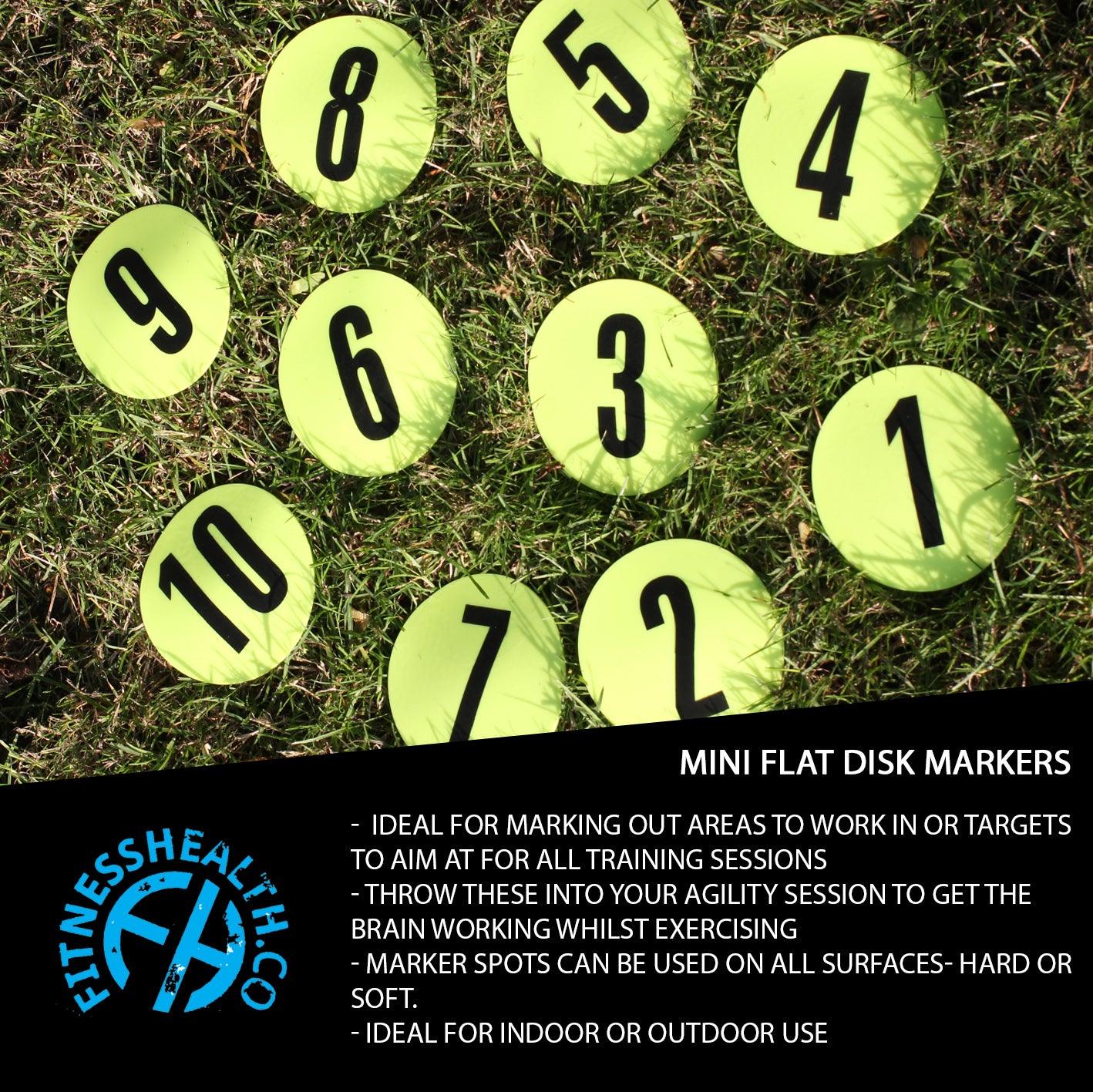 FH Flat Disc Markers Set - Numbered 1 to 10 - Fitness Health