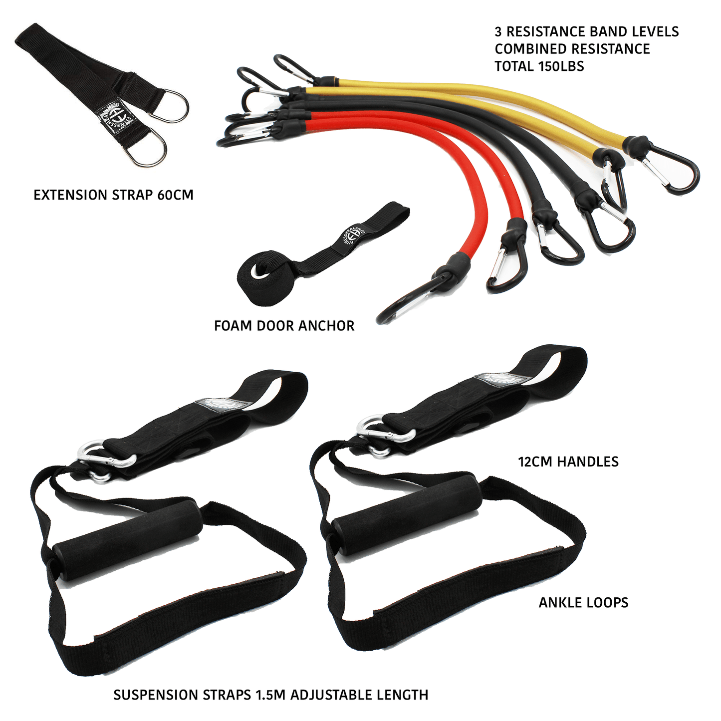 FHSX Suspension Strap Bodyweight Resistance Training System - Fitness Health
