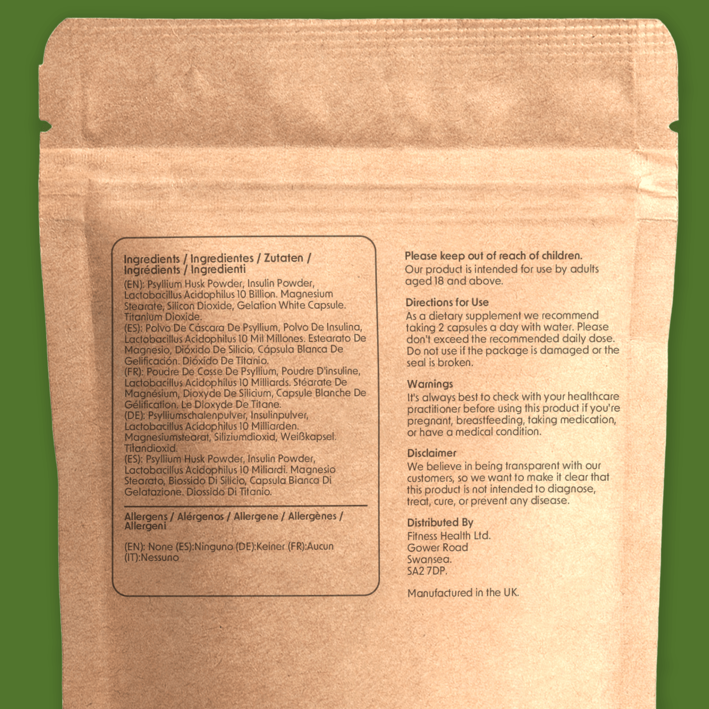 Fibre Pro Capsules - Husk - Inulin - Probiotic (Bowel Cleanse) - Fitness Health