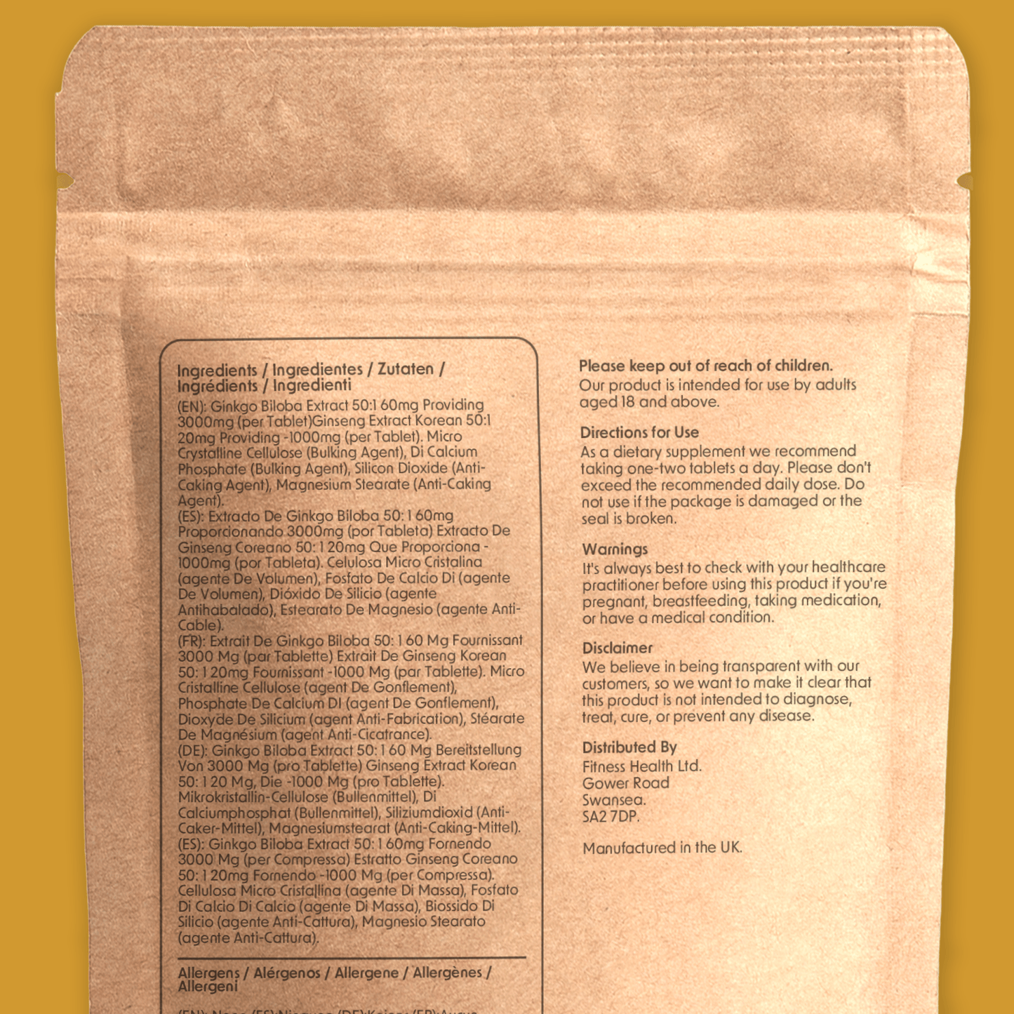 Ginkgo Biloba 3000mg with Ginseng 1000mg - Fitness Health