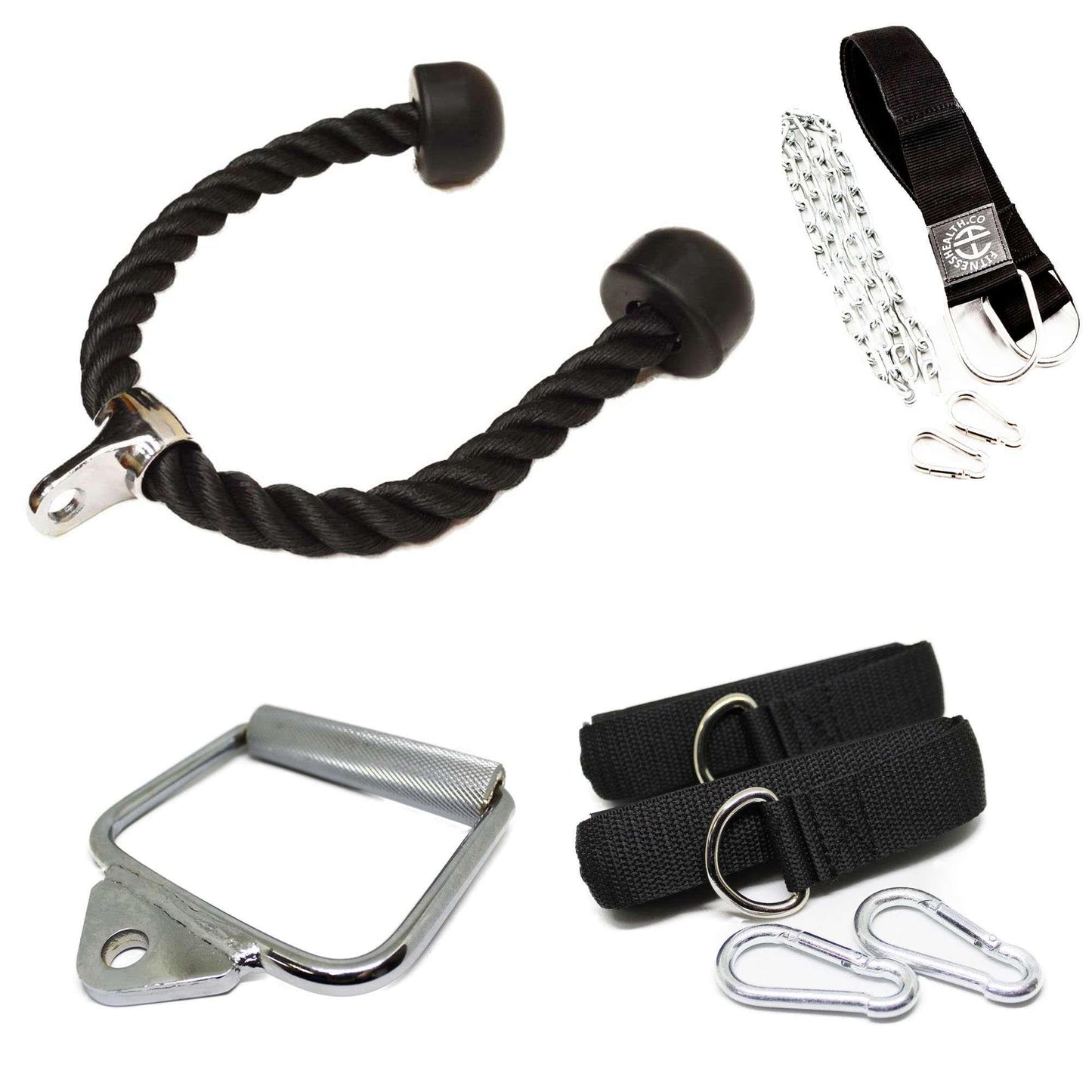 Gym Fitness Cable Attachment Tricep Rope Dip Chain Set (Pack of 5) - Fitness Health