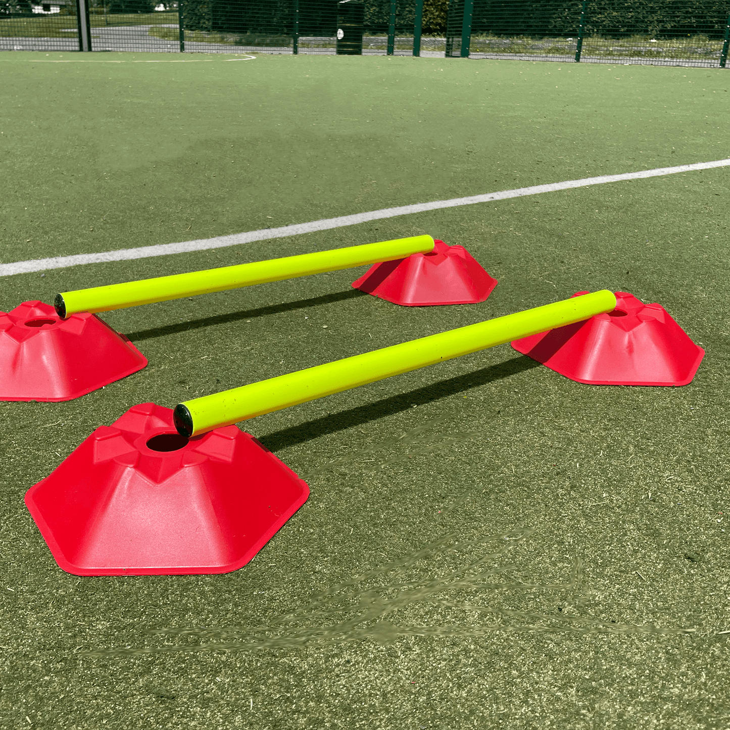 Hexagon Cone with Hurdle Pole Set ( 8 cones & 4 Agility Poles) - Fitness Health
