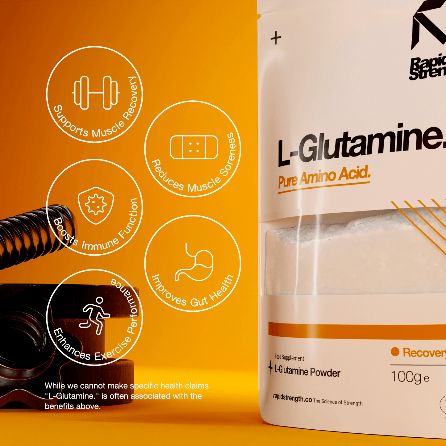 L GLUTAMINE POWDER POST WORKOUT MUSCLE RECOVERY NATURAL POWDER RAPID STRENGTH - Fitness Health