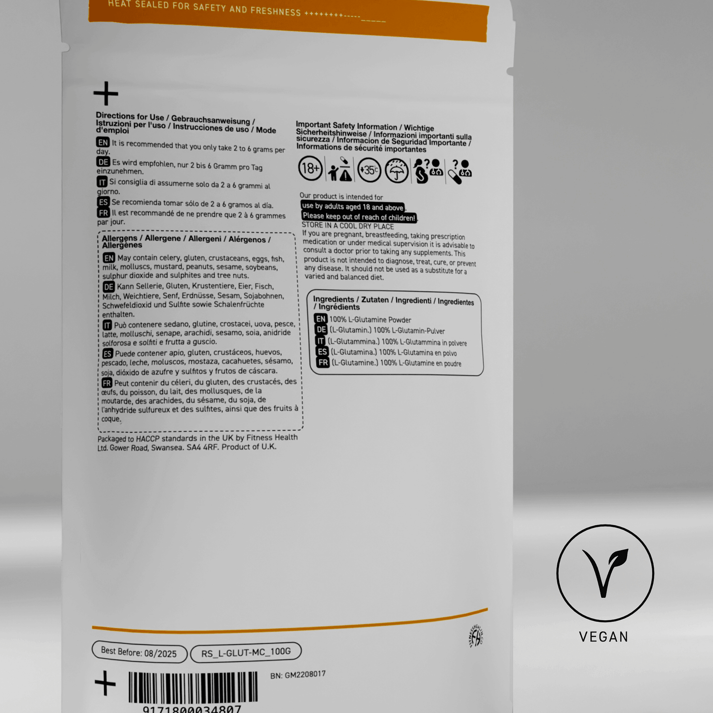 L GLUTAMINE POWDER POST WORKOUT MUSCLE RECOVERY NATURAL POWDER RAPID STRENGTH - Fitness Health