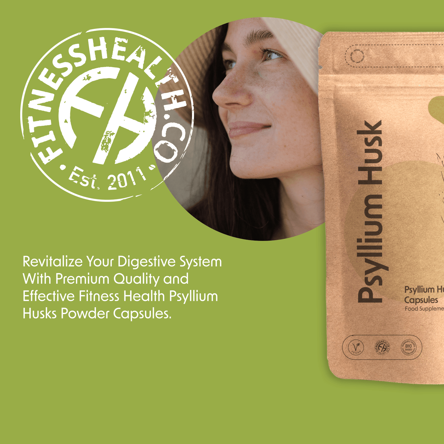 Psyllium Husk Powder 750mg Capsules - 100% Pure & Natural High Fibre - Fitness Health