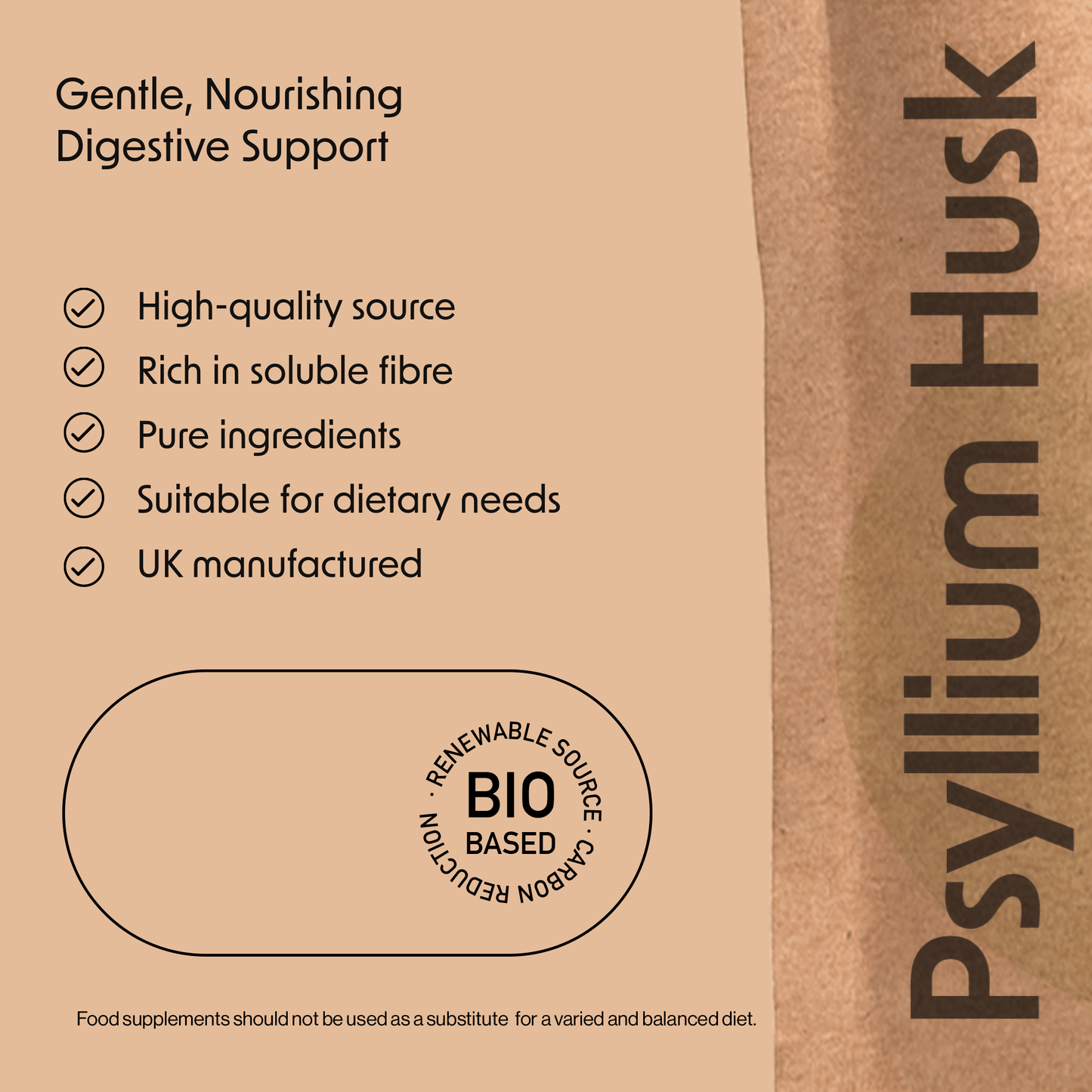 Psyllium Husk Powder 750mg Capsules - 100% Pure & Natural High Fibre - Fitness Health