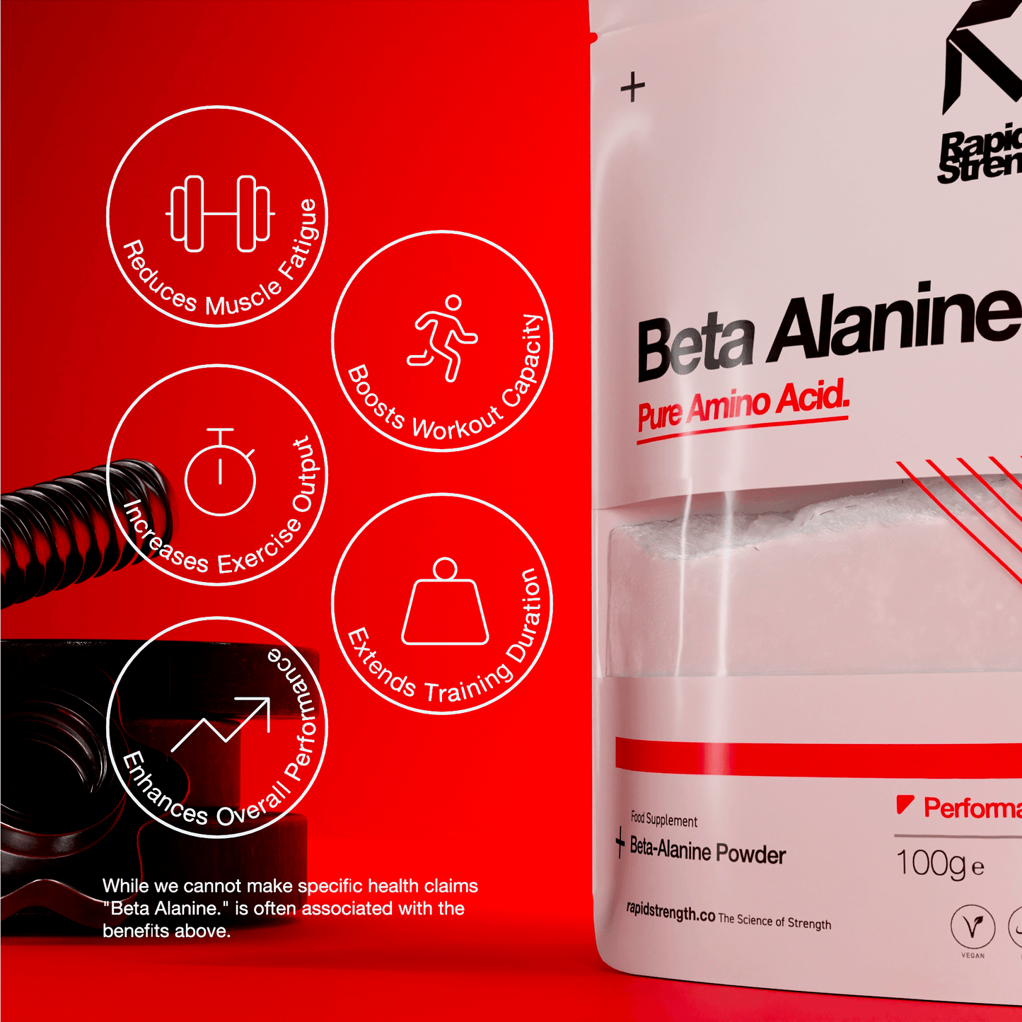 Pure Beta Alanine Powder - 100g - Pre Workout Muscle Supplement - Fitness Health