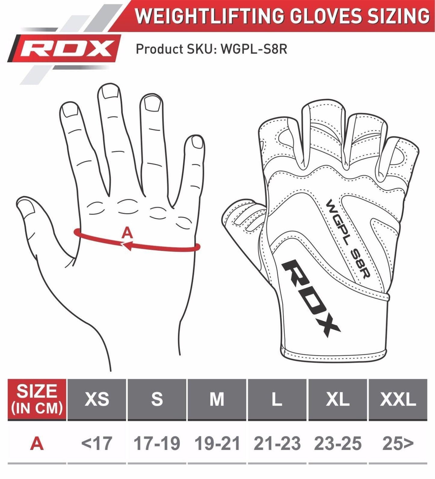 RDX S8 Bold Leather Gym Gloves - Fitness Health 