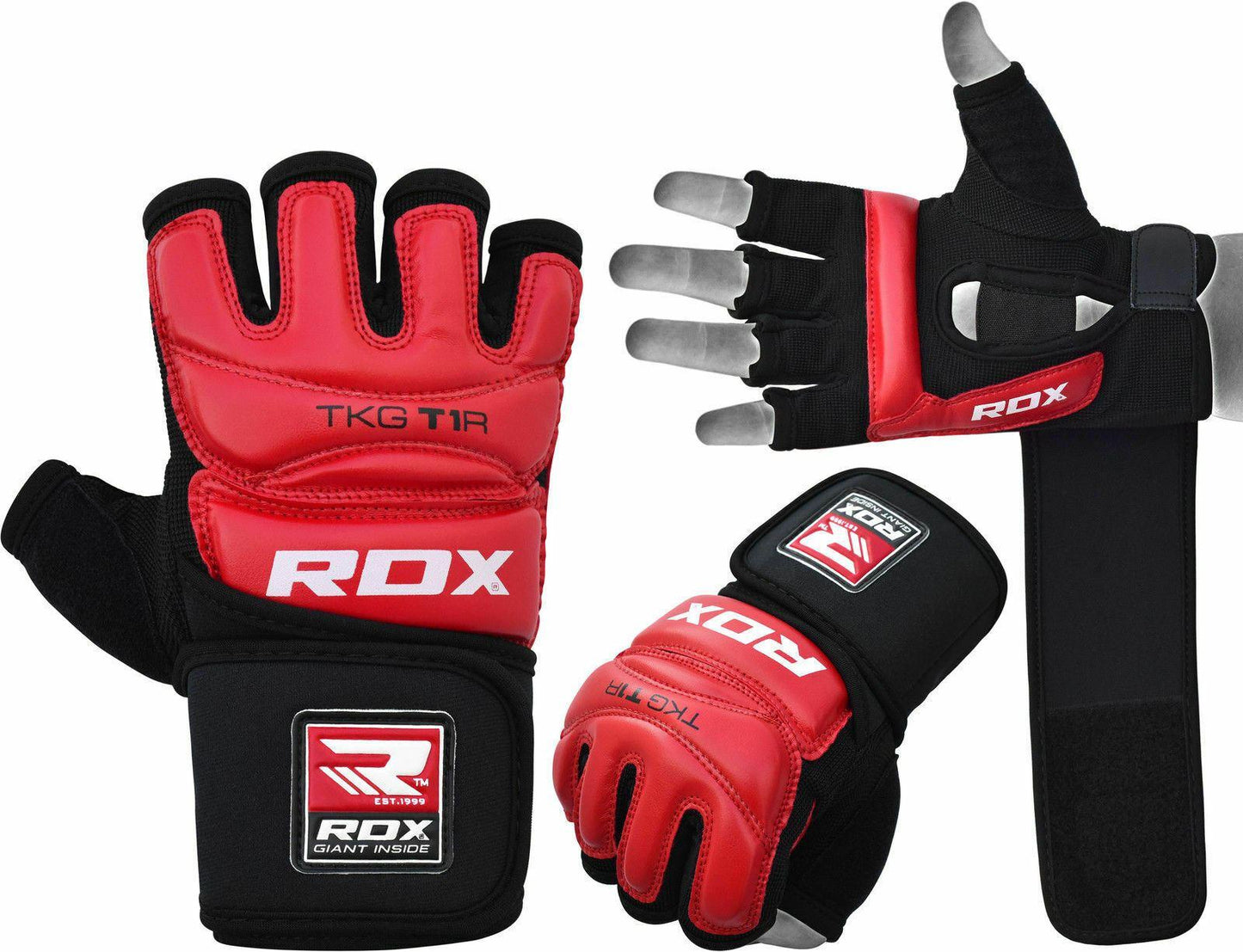 RDX T1 Large Red LeatherX Taekwondo Gloves - Fitness Health