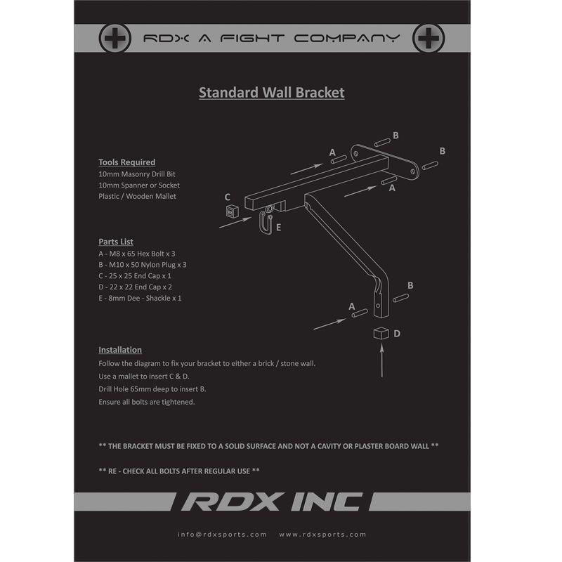 RDX X1 PUNCH BAG STEEL WALL BRACKET - Fitness Health