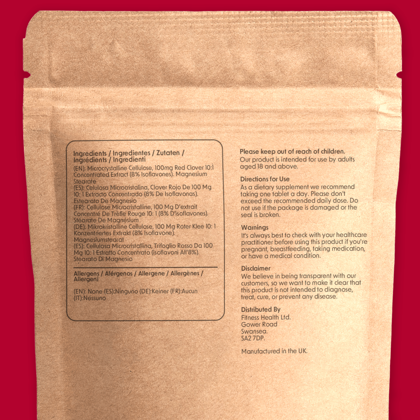 Red Clover Extract 1000mg Tablets Vegan - Fitness Health