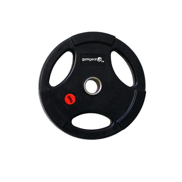 Rubber Tri Grip Gym Gear Olympic Plate 20kg (Single Plate) Commercial Grade - Fitness Health