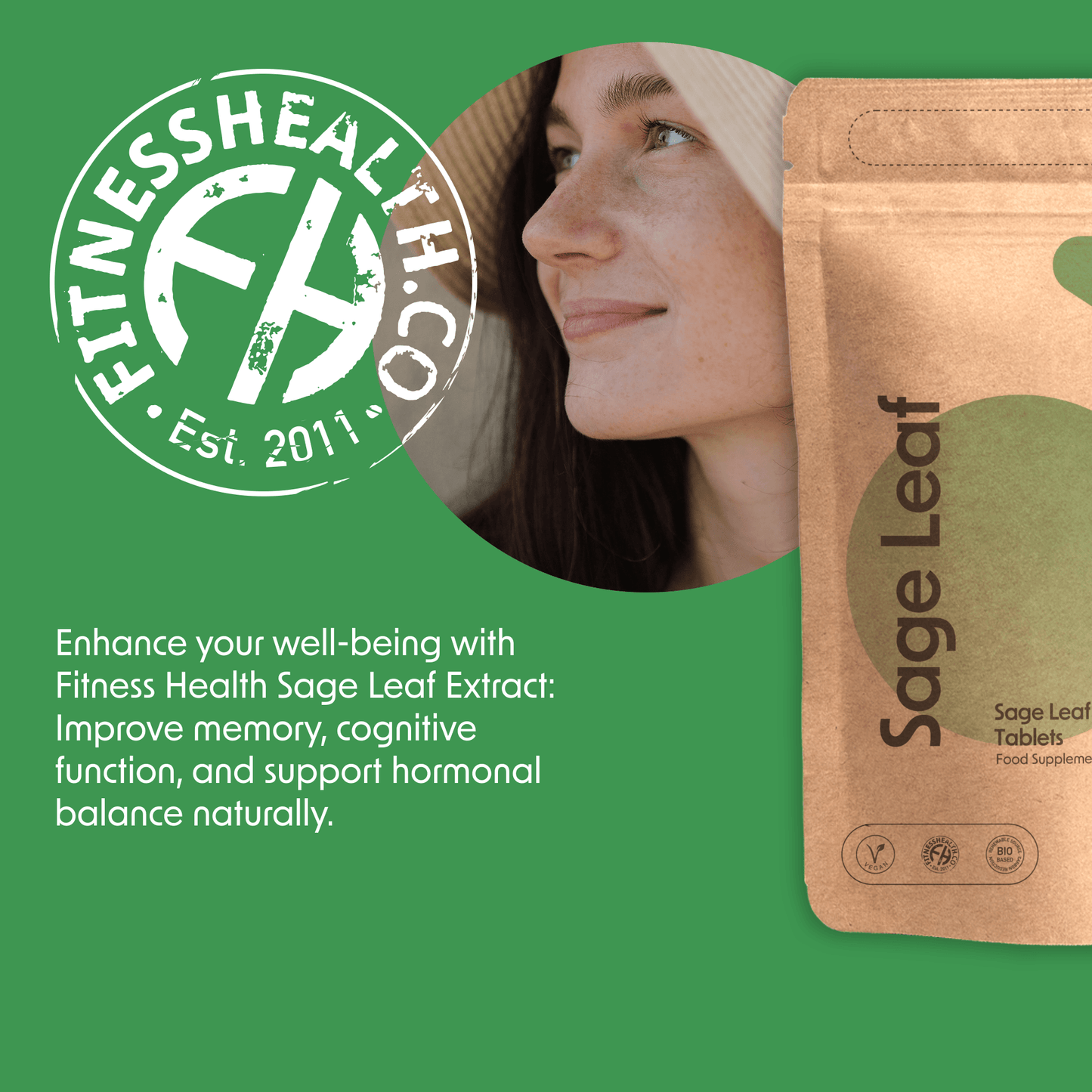 Sage Leaf Tablets 500mg - Menopause Symptom Relief Perimenopause - Vegan - Fitness Health